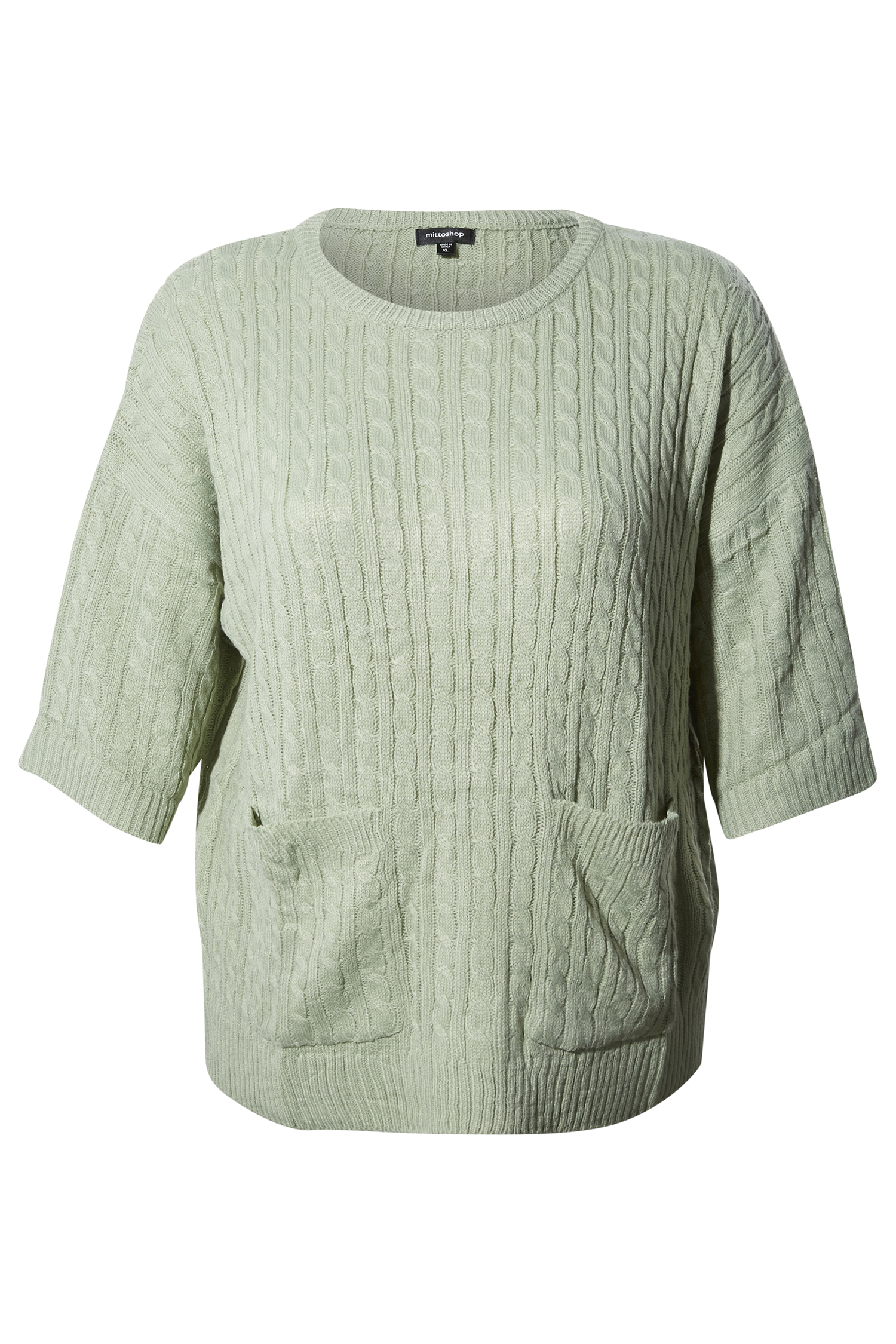 3/4 Sleeve Cable Knit Sweater