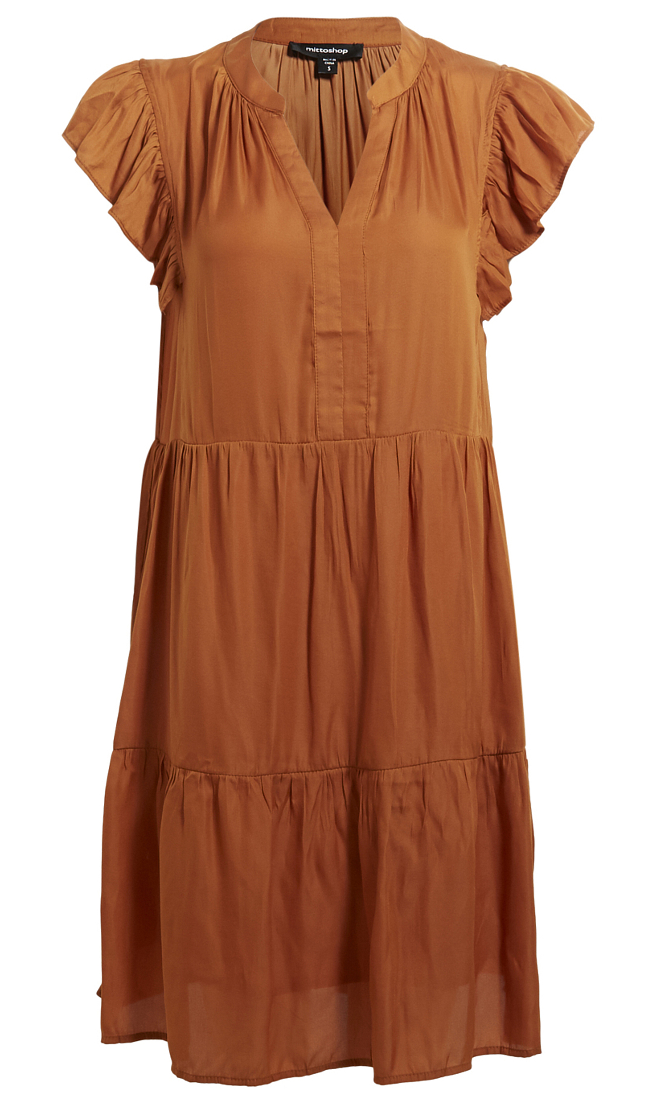 Tiered Split Neck Mini Dress