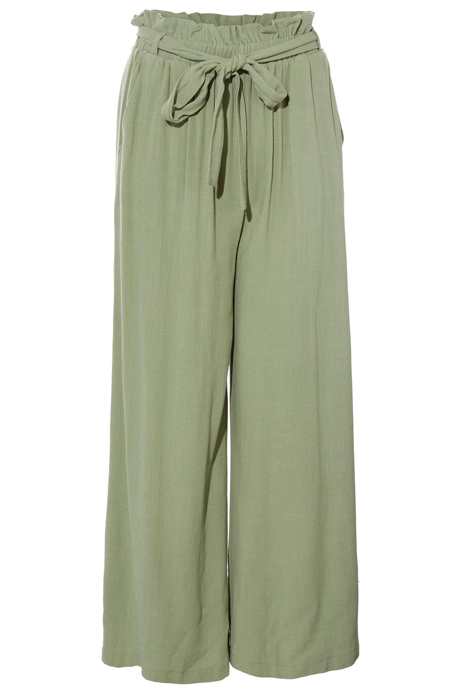 Paper Bag Tie Wide Leg Pants