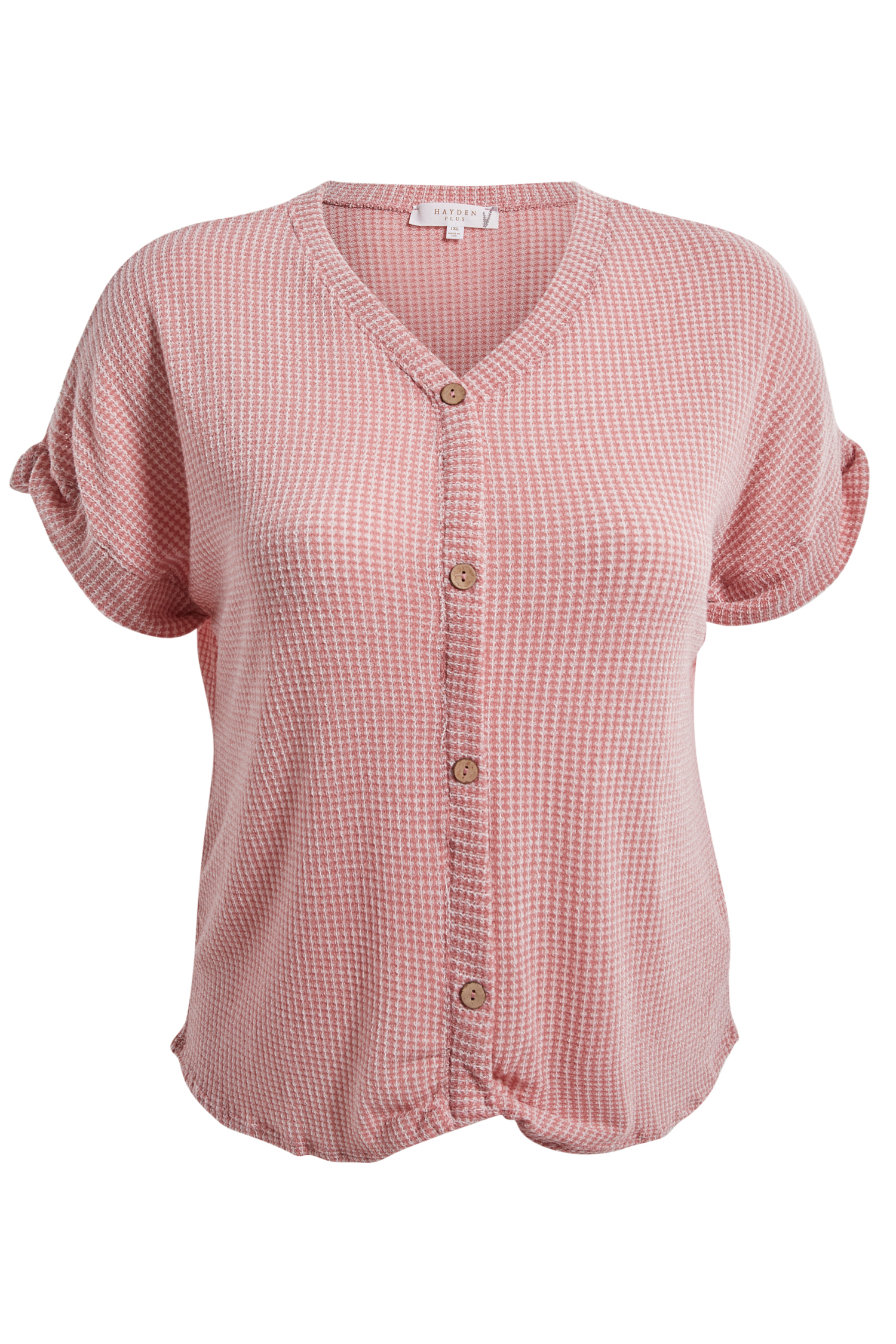 Knit Buttoned Twist Front Top