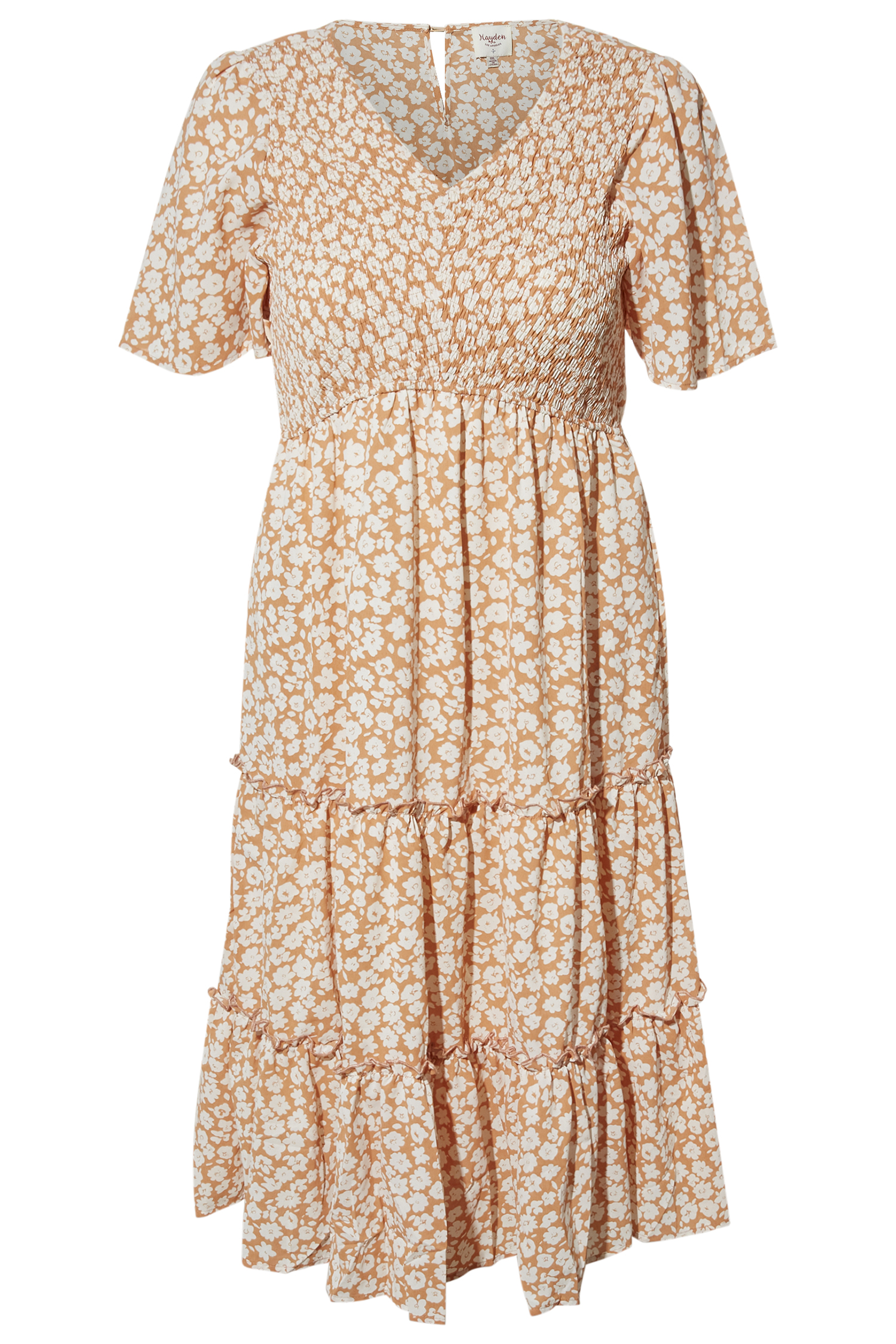Floral Print Smocked Tiered Dress