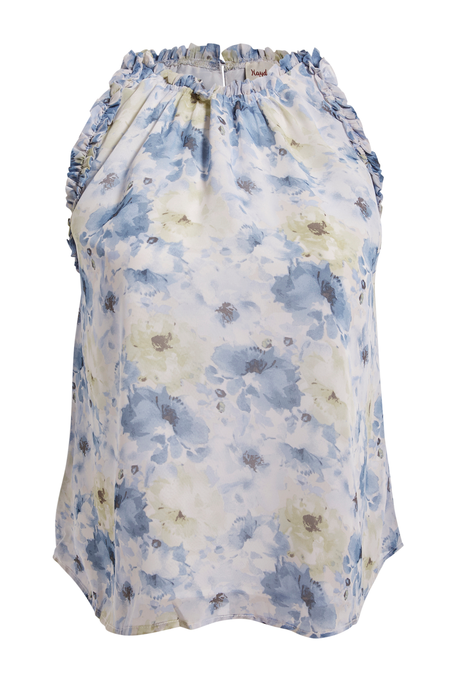 Ruffle Trimmed Floral Chiffon Tank