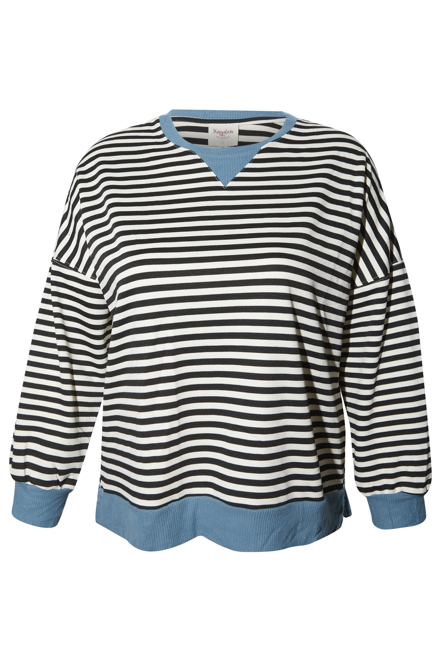 Contrast Trim Stripe Long Sleeve