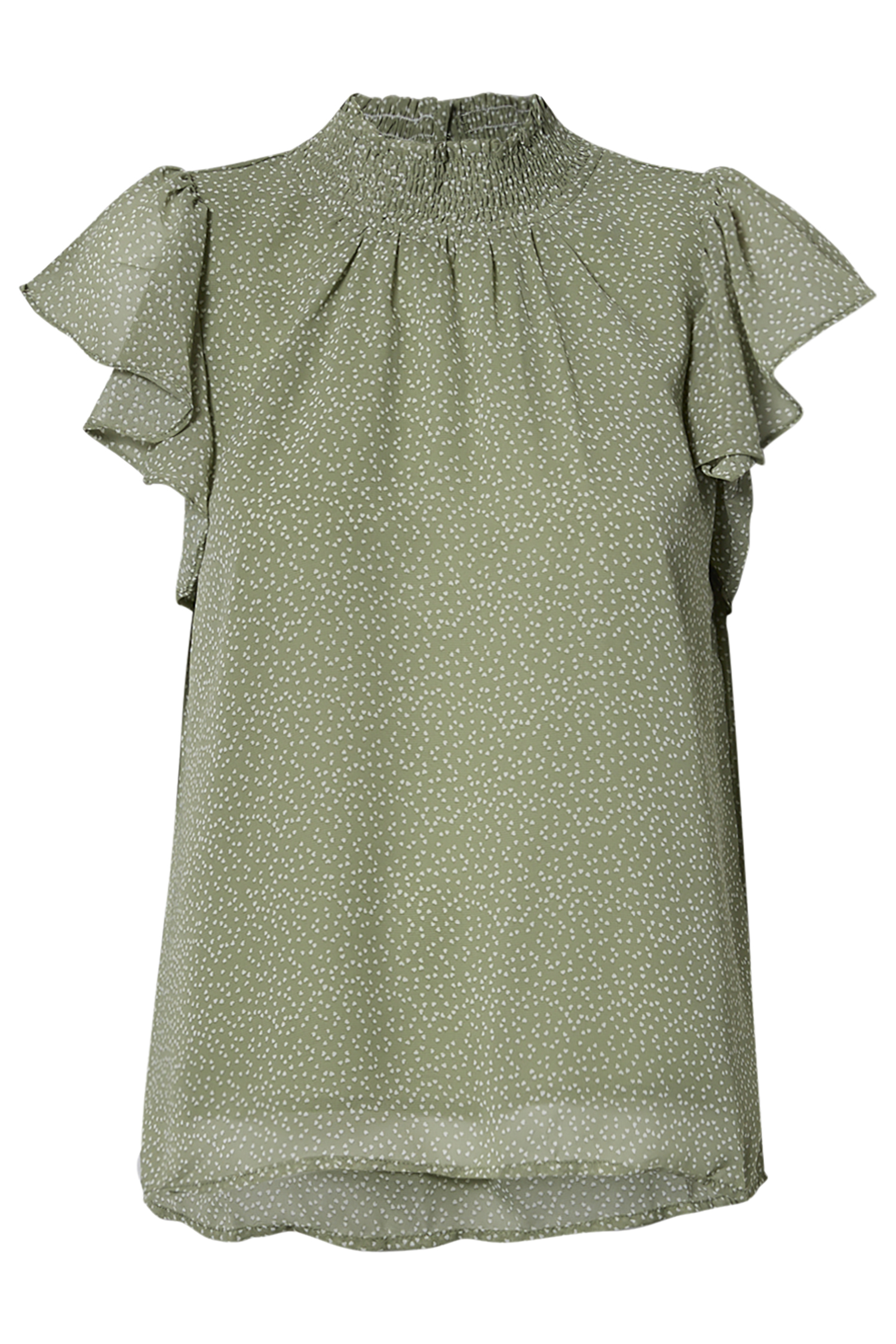 Smocked Neck Ruffle Blouse
