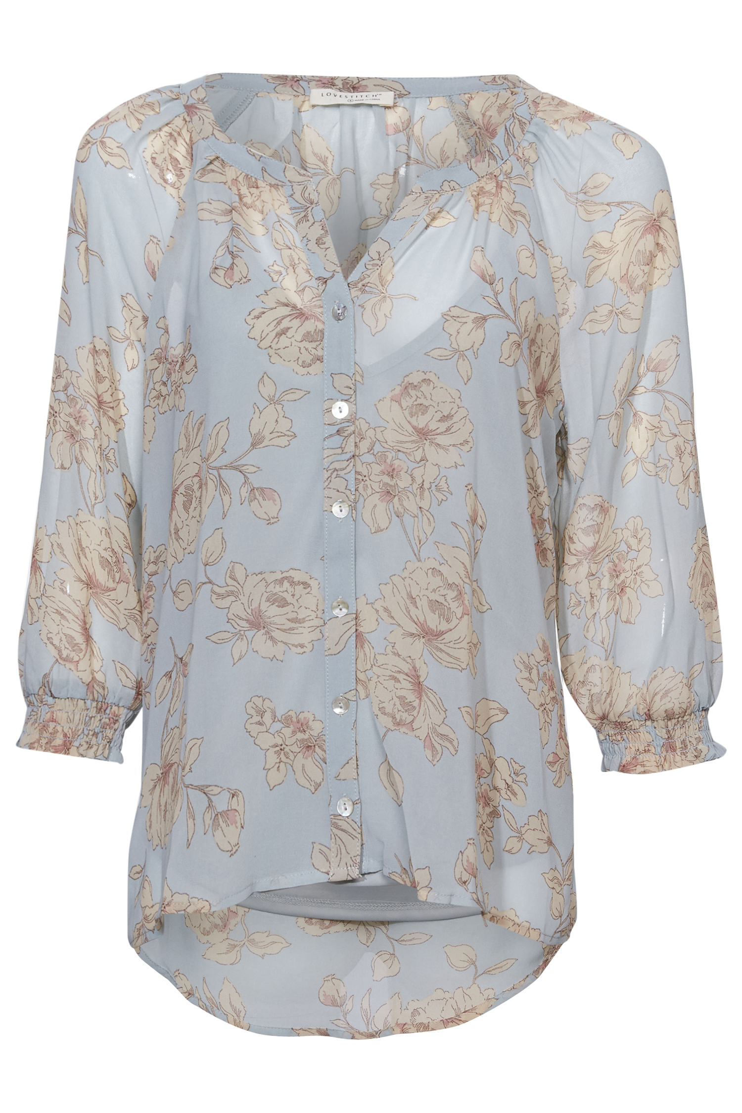 3/4 Sleeve Floral Blouse
