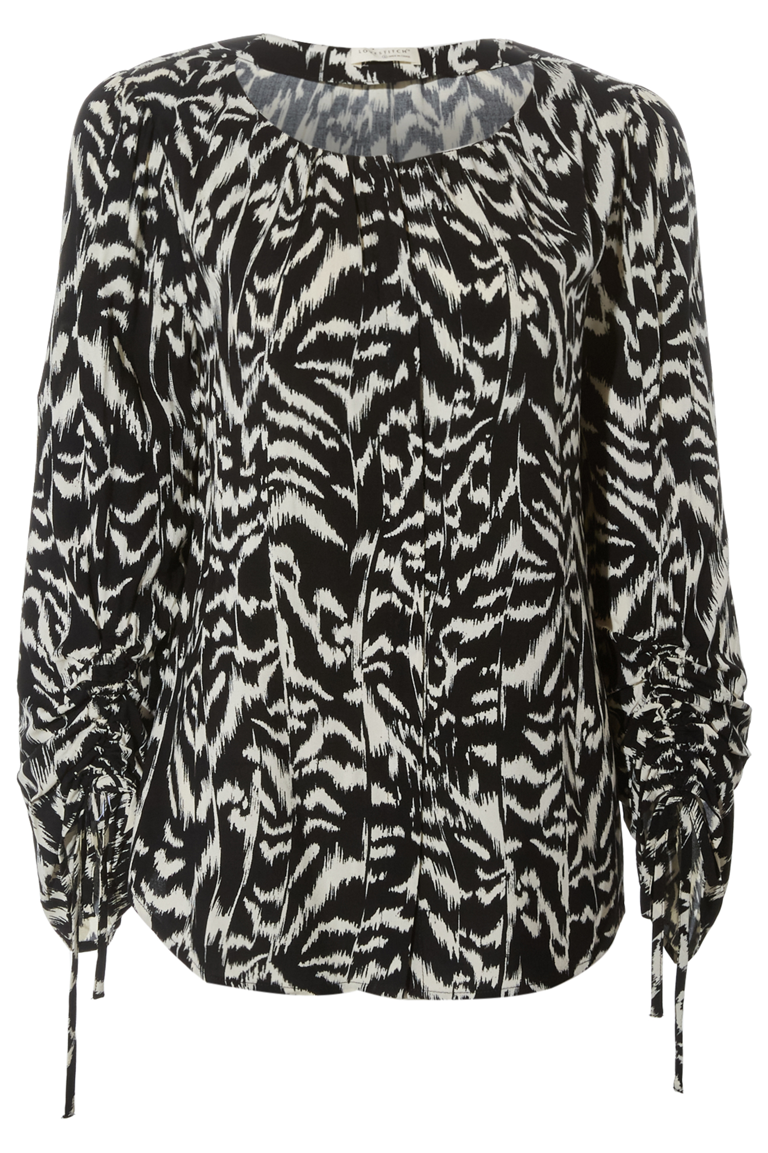 Ruched Long Sleeve Down Blouse