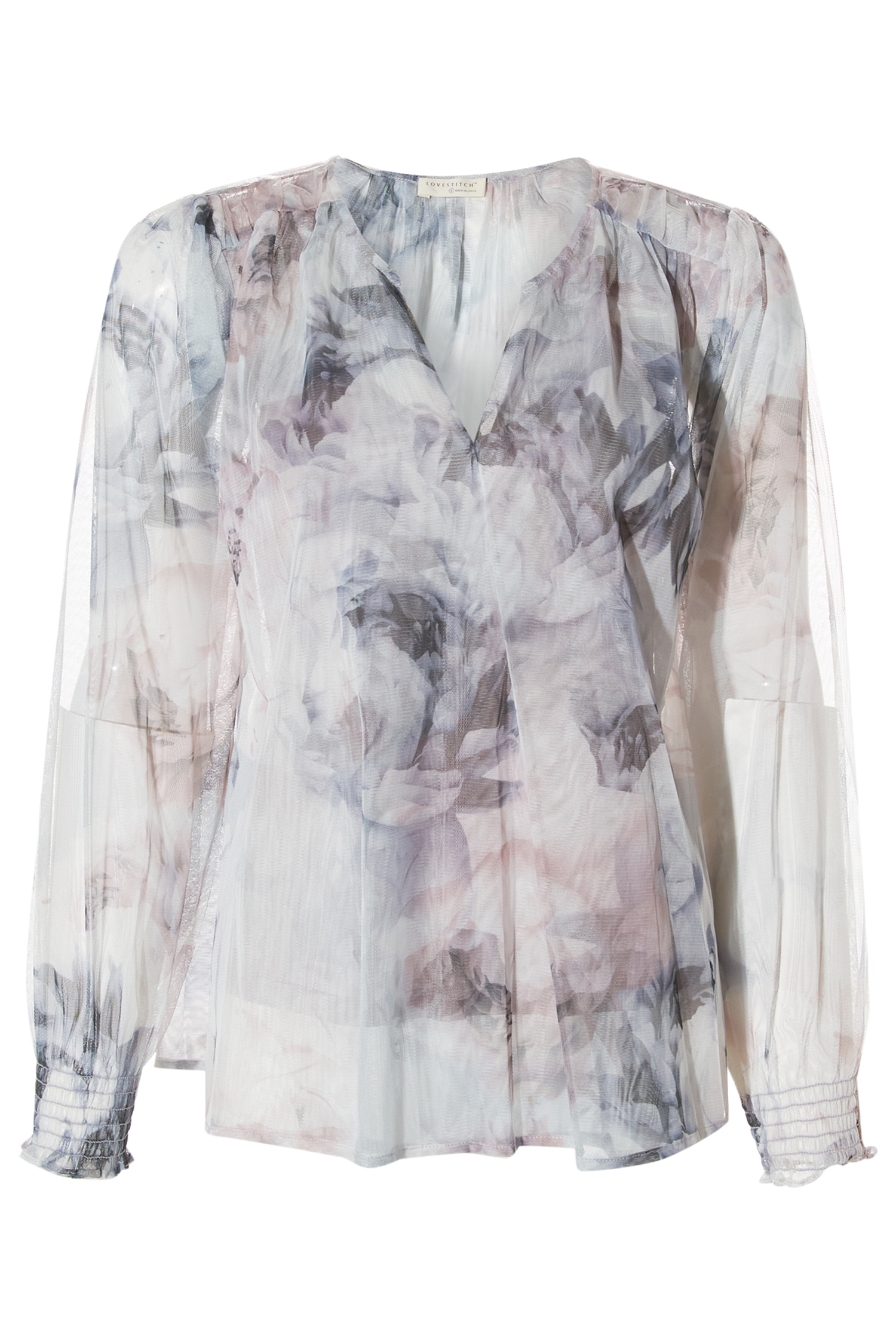 Mesh Split Neck Blouse