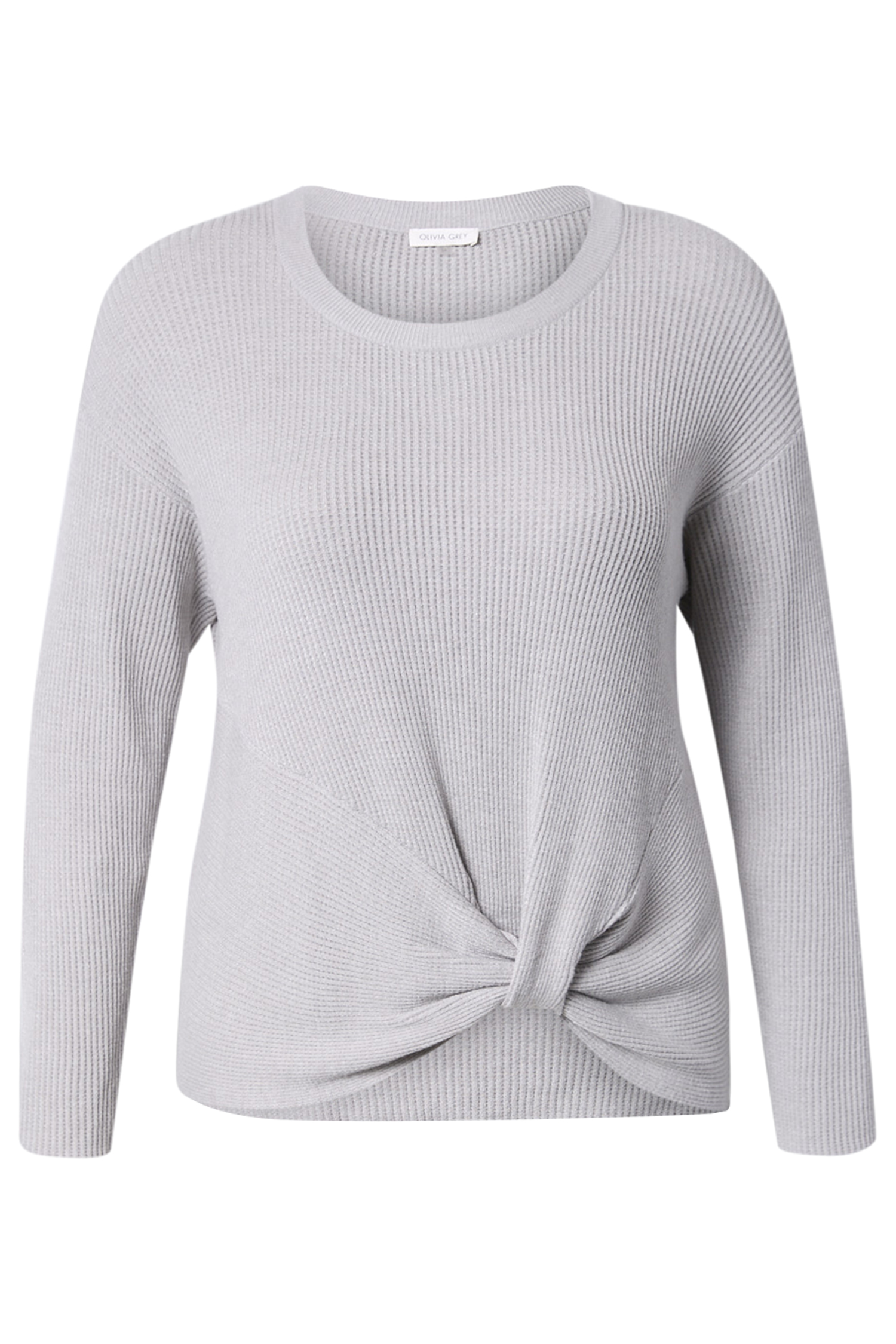 Front Knot Long Sleeve Knit Top