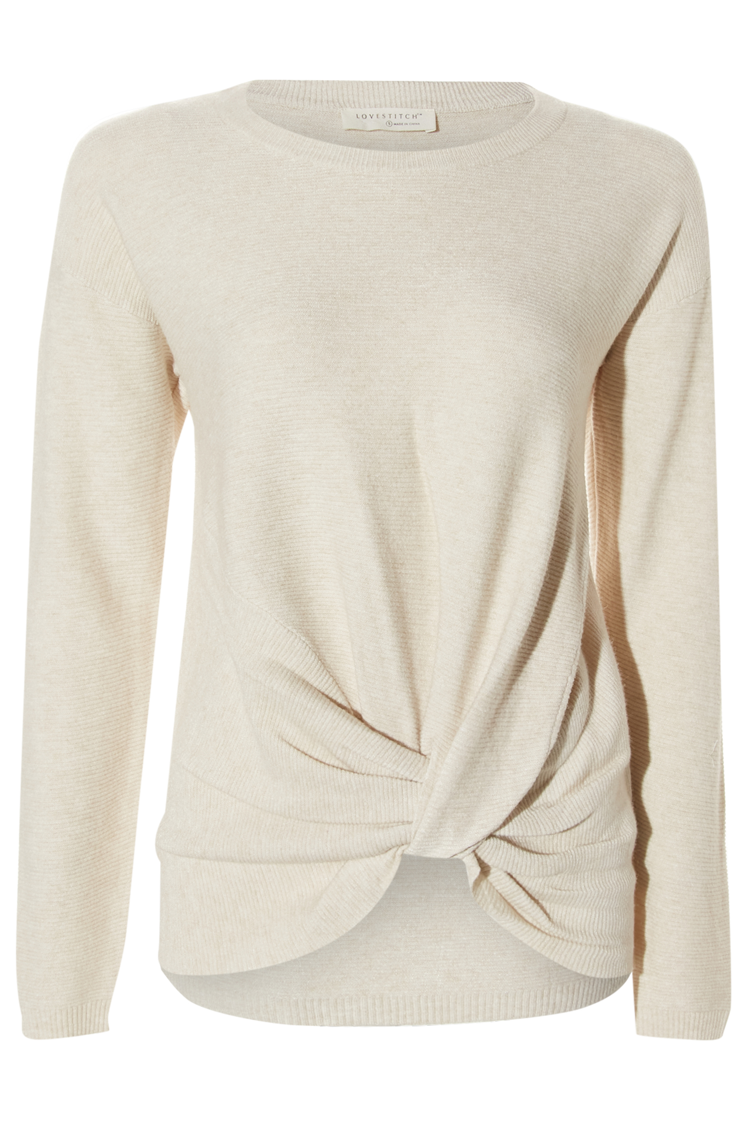 Ribbed Front Twist Sweater