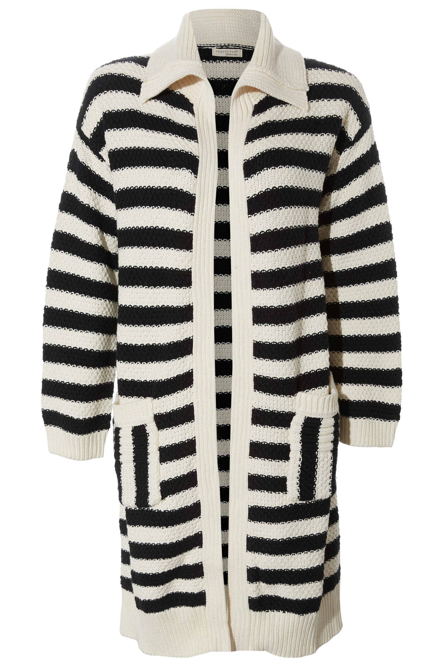 Striped Open Front Cardigan