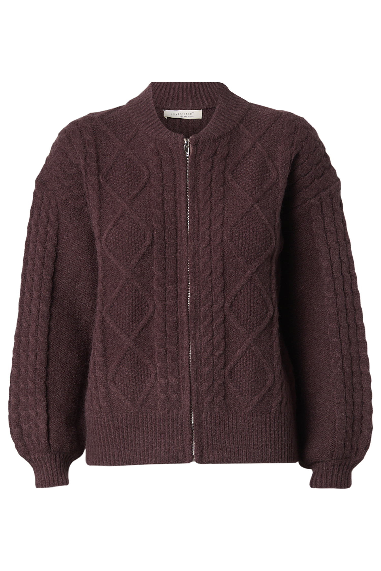 Cable Knit Zip Front Sweater