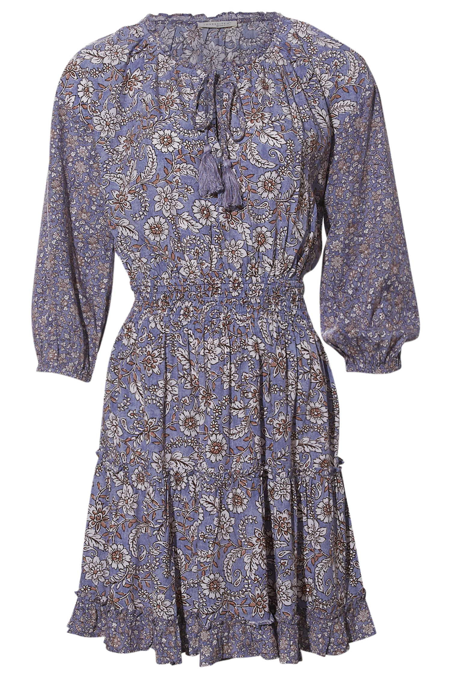 Floral Split Neck Mini Dress