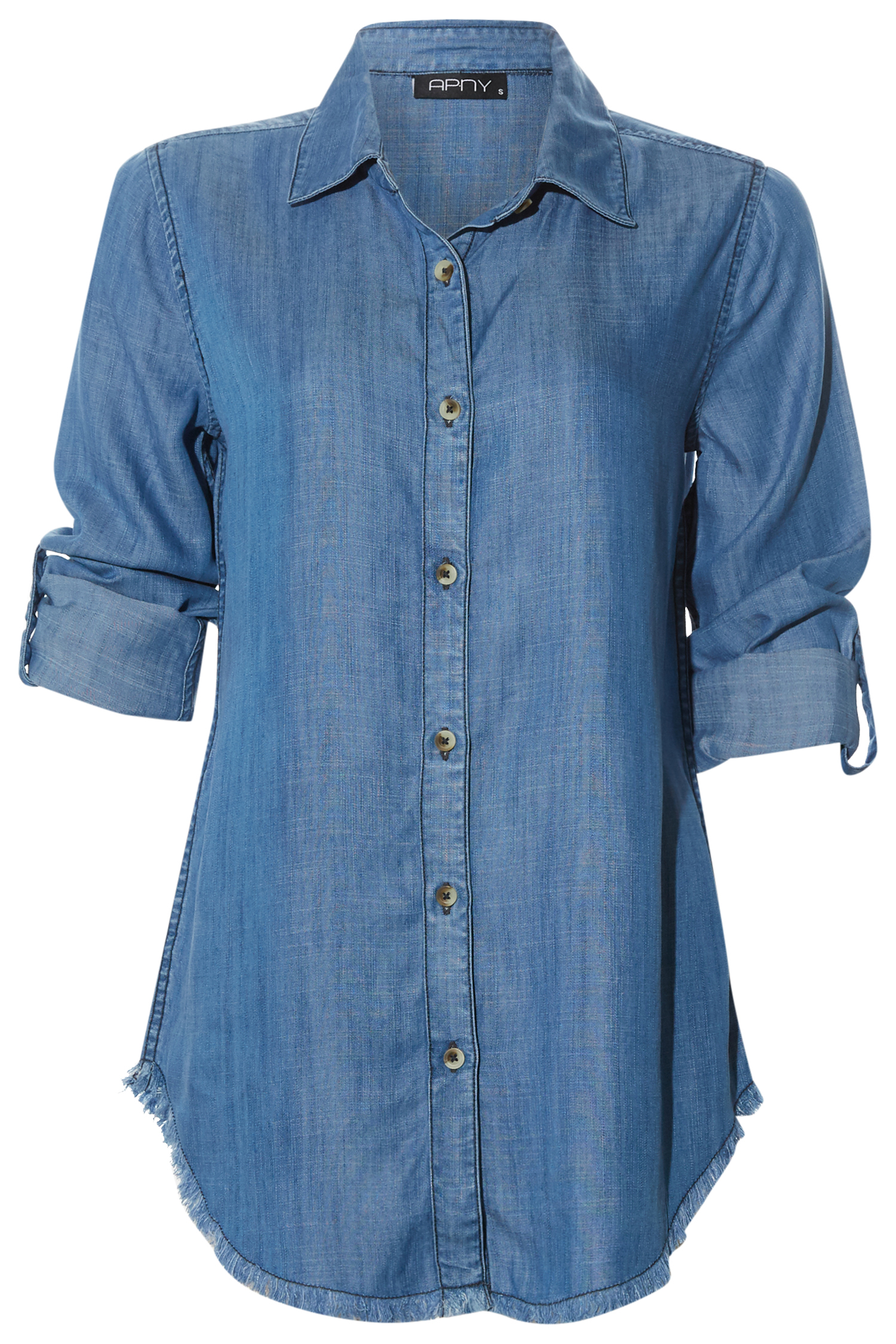 3/4 Cuffed Sleeve Button Front Shirt