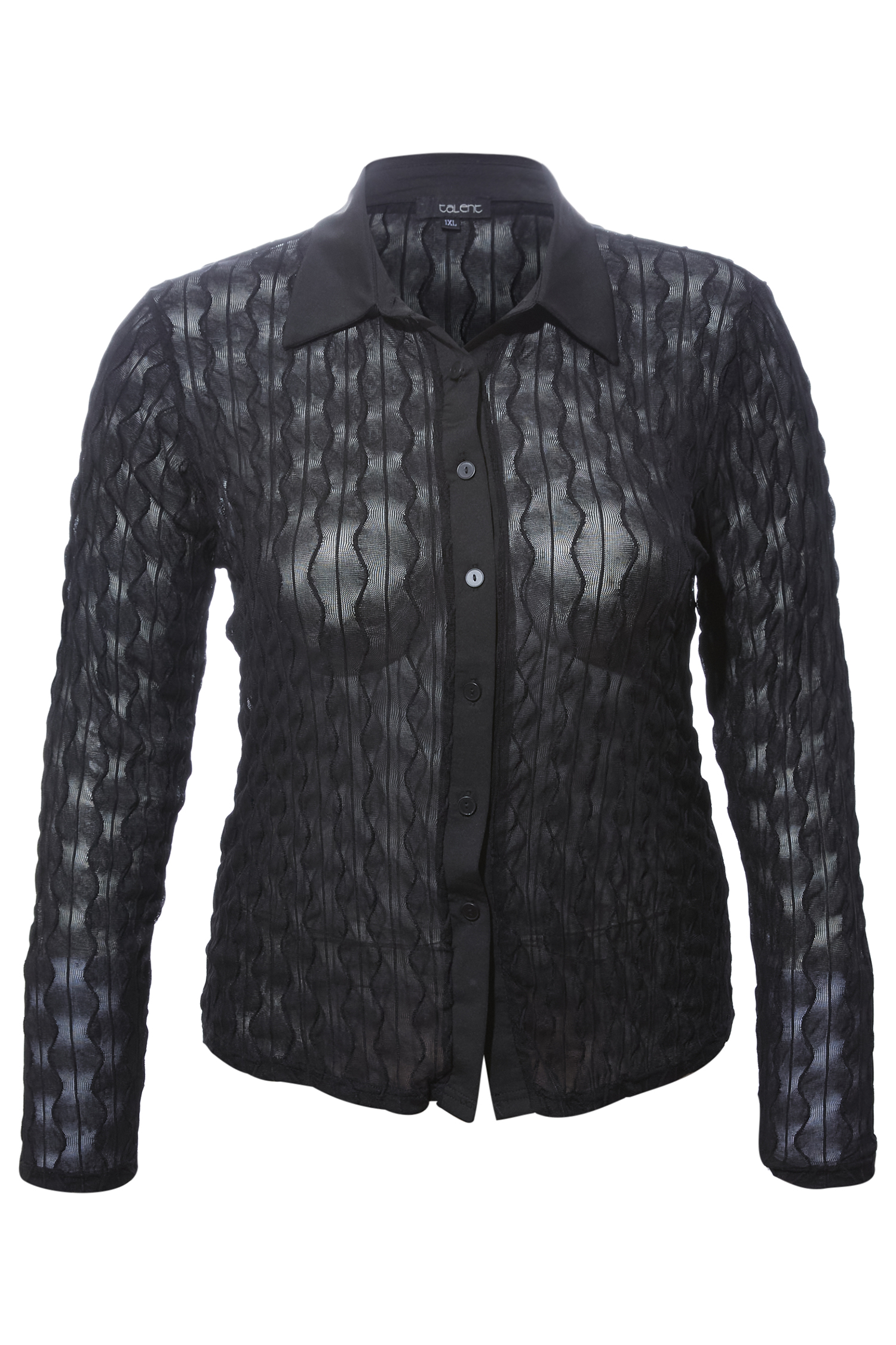 Sheer Textured Button Front