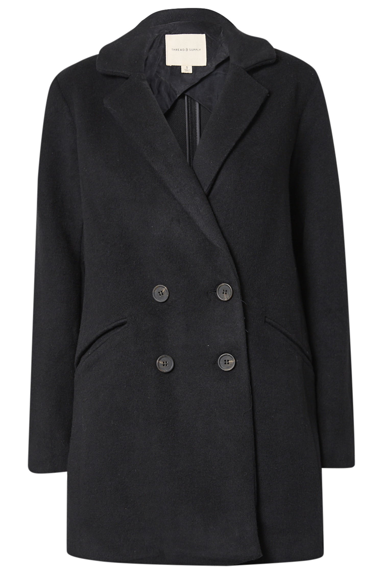 Notched Lapel Long Sleeve Coat