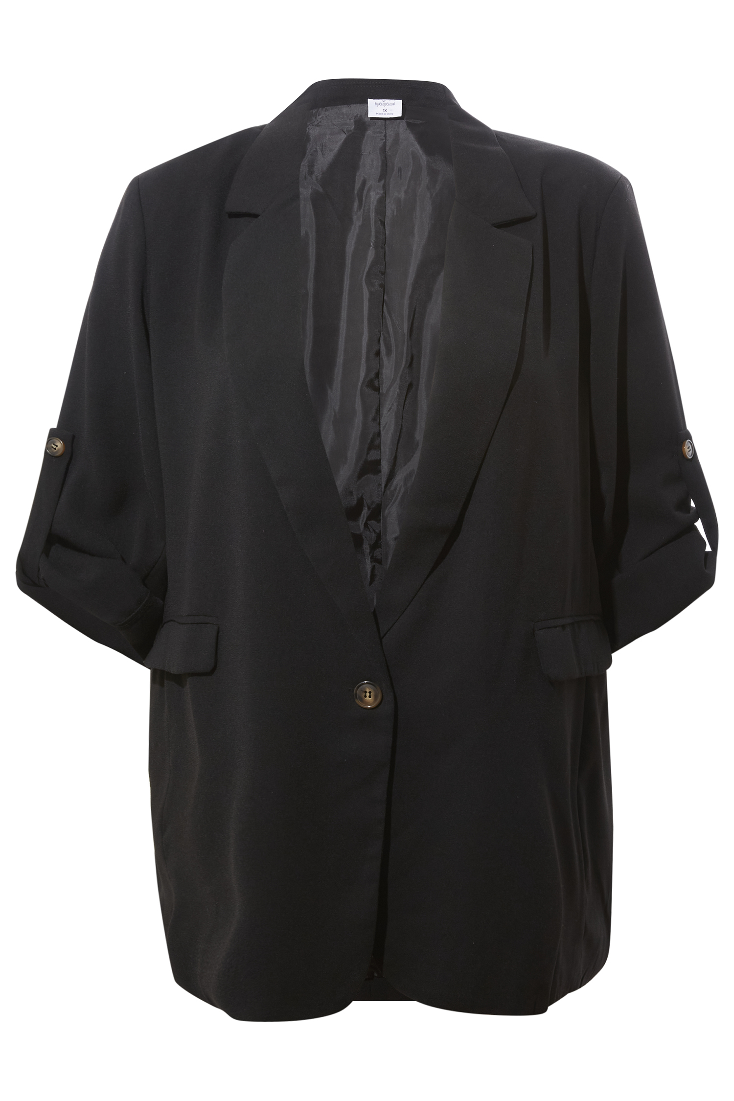Button Cuff Sleeve Blazer
