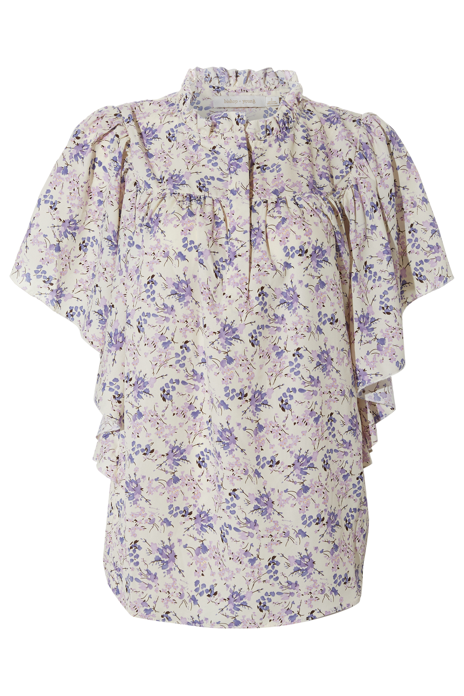 Bishop + Young Split Neck Flutter Sleeve Blouse