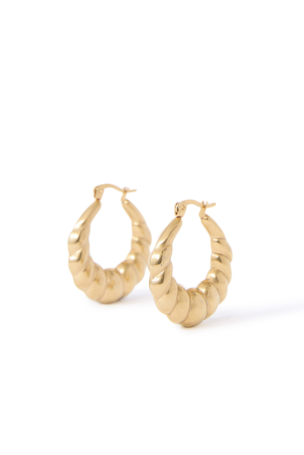 Gold twisted hoop earrings