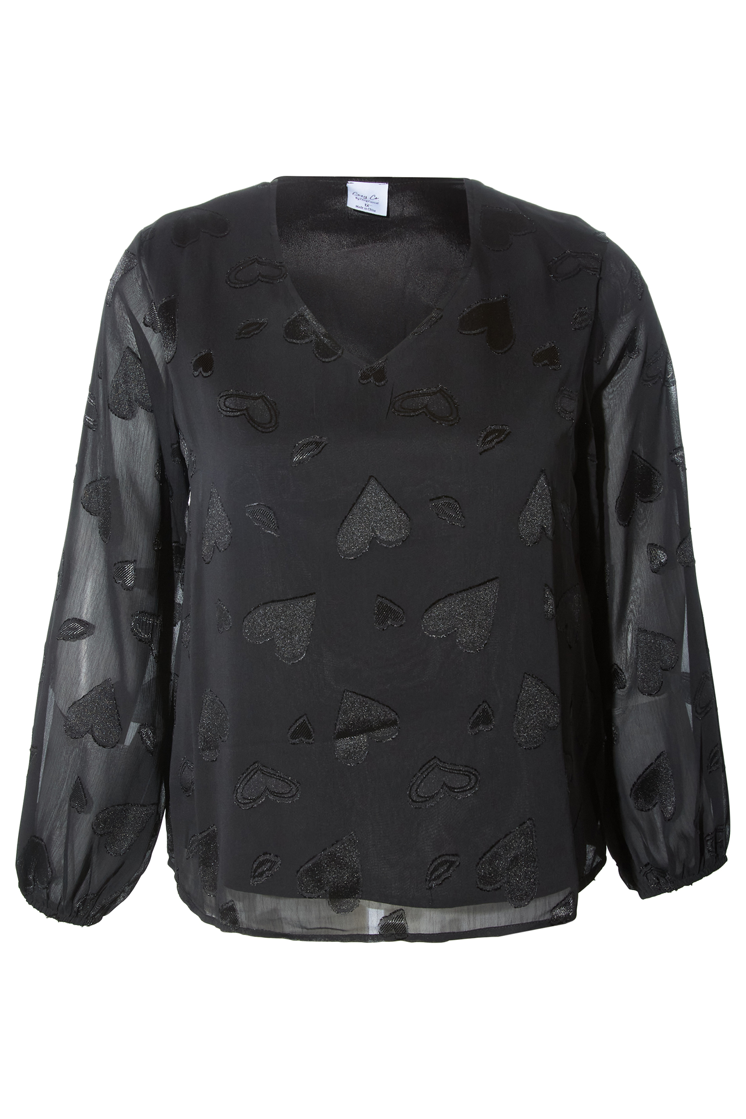 Balloon Sleeve Heart Blouse