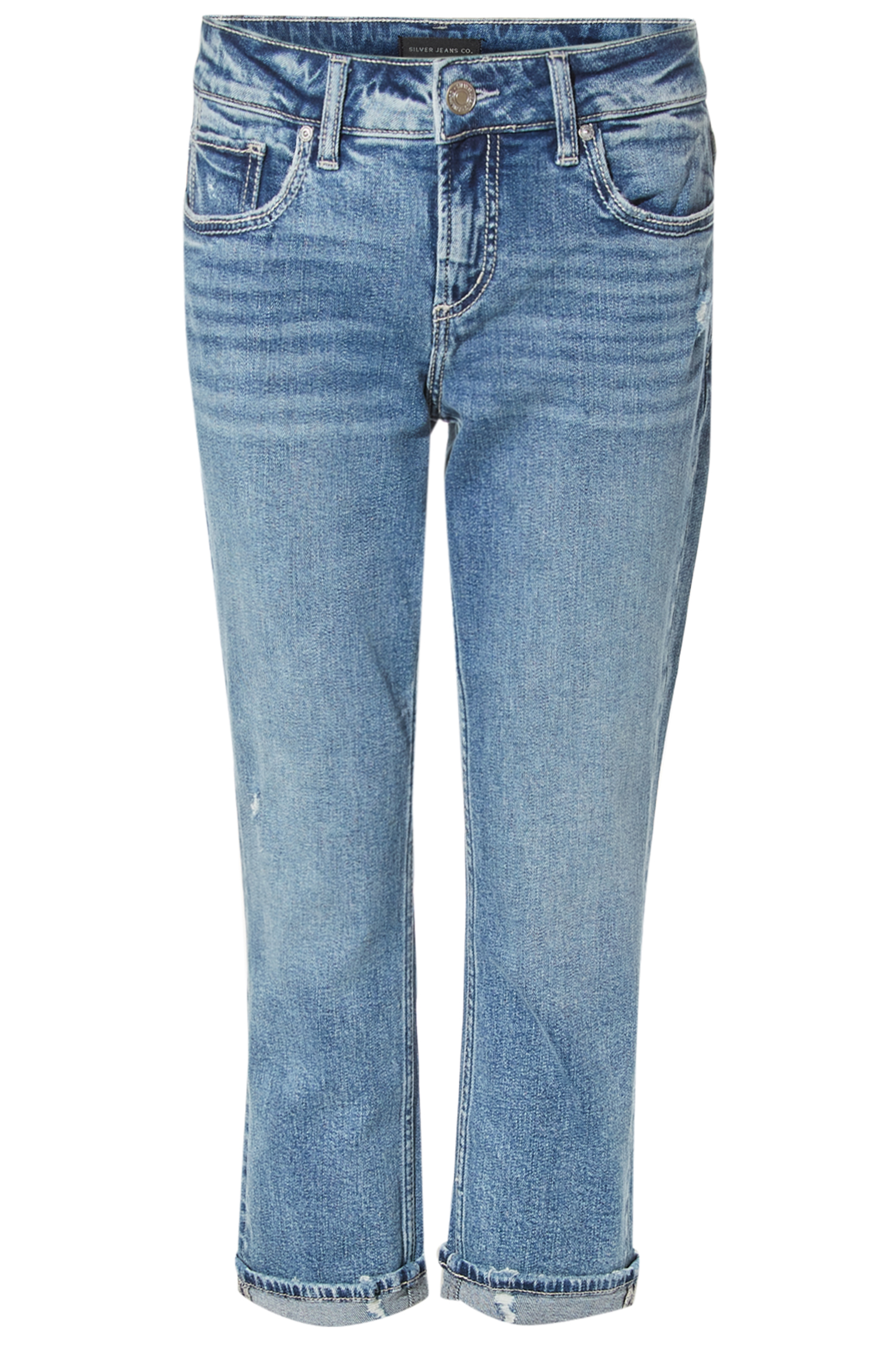Silver Mid Rise Capri Denim