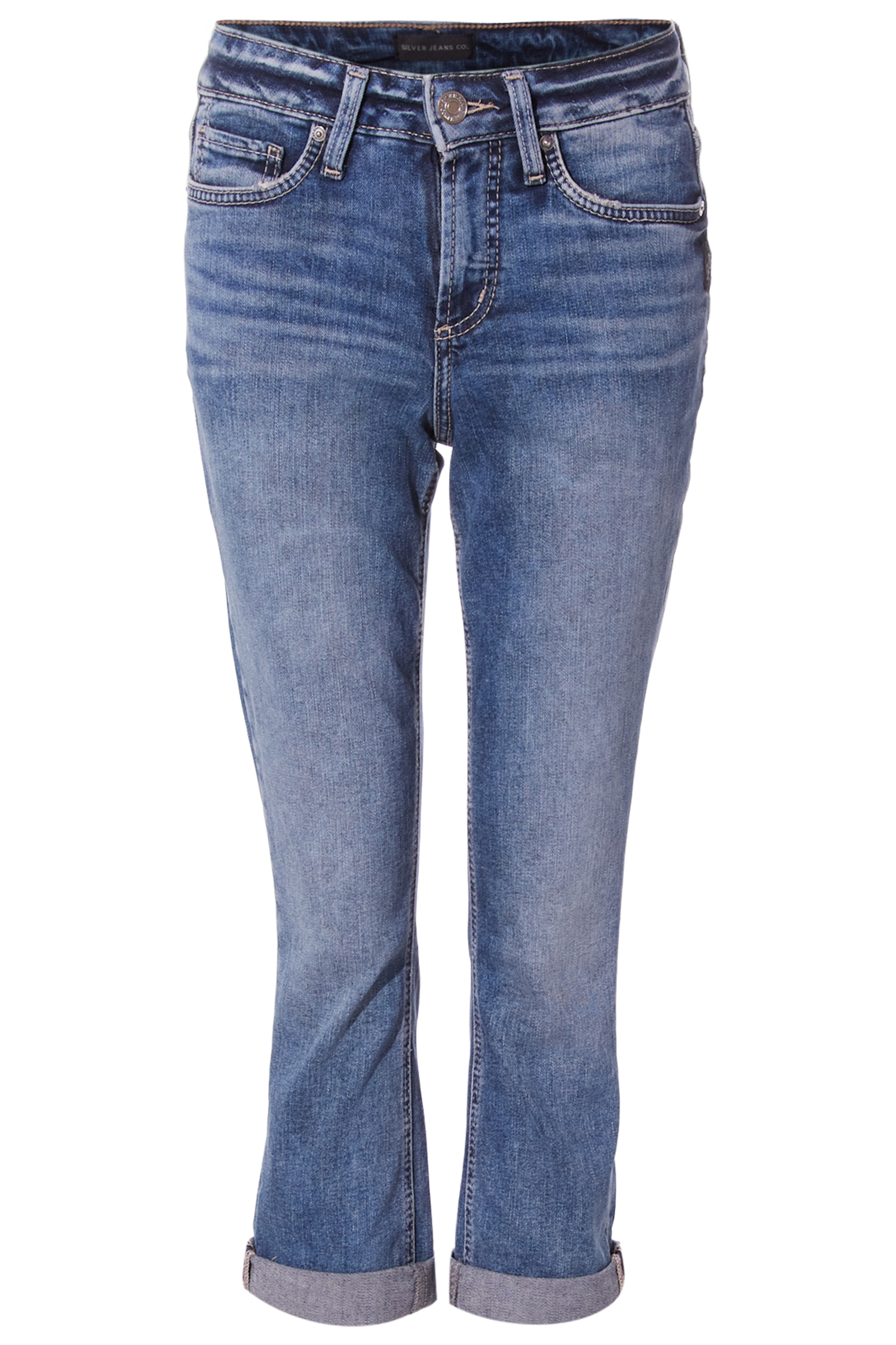 Silver Mid Rise Capri Jean