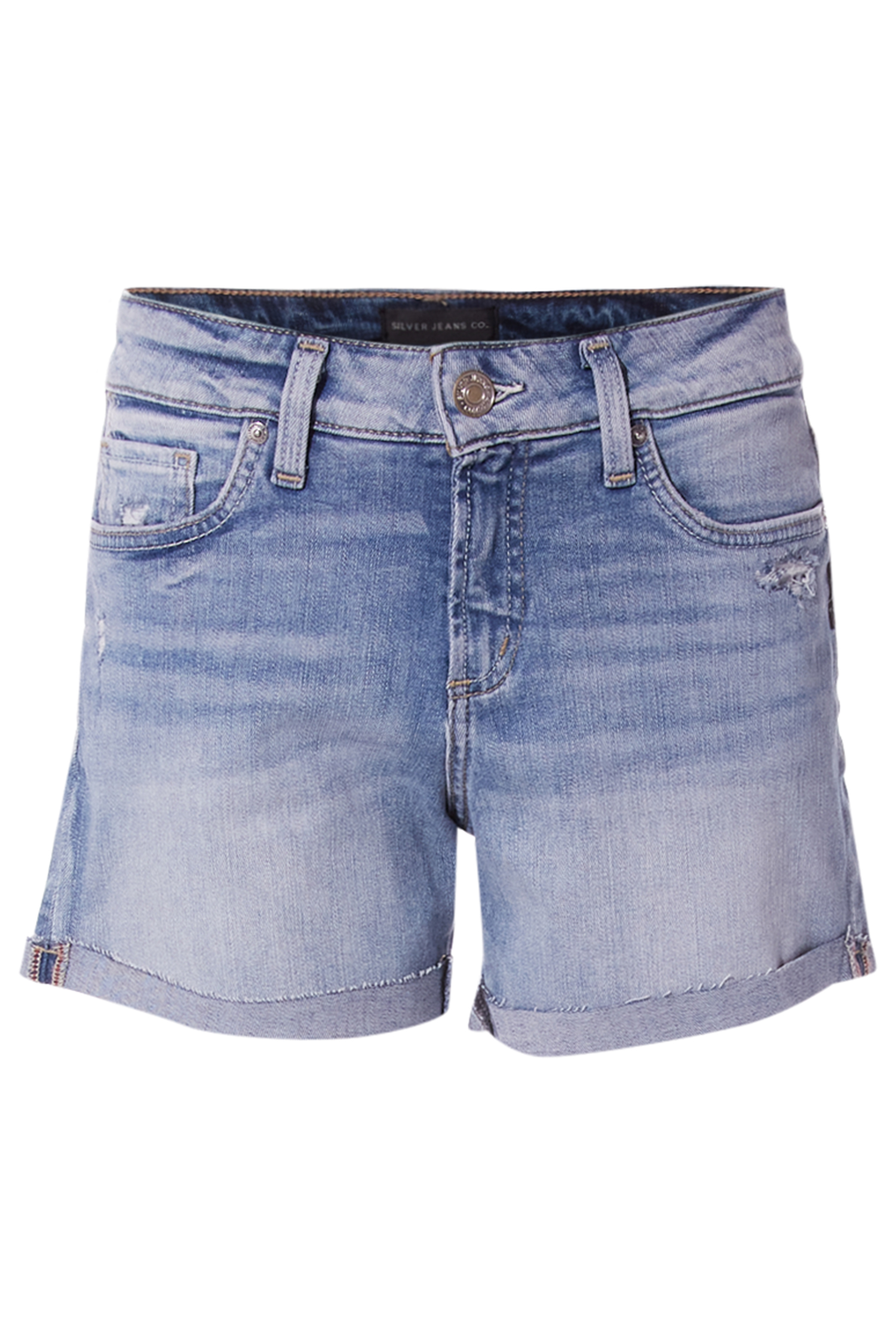 Silver Mid Rise Denim Short