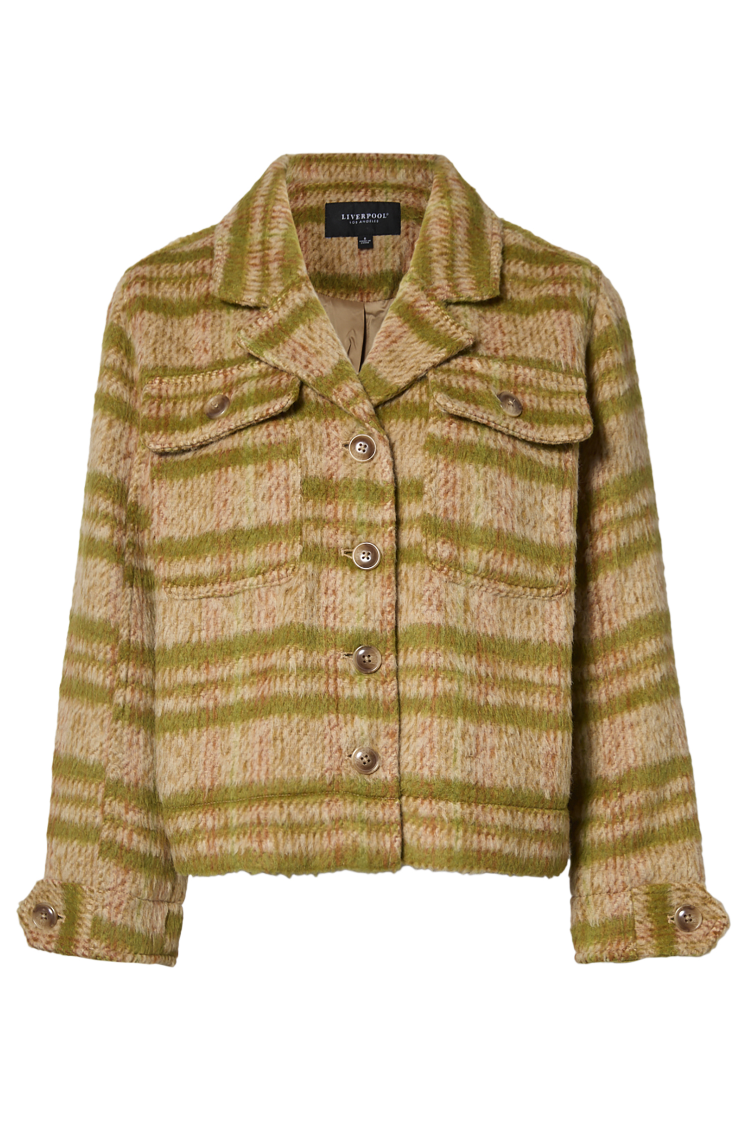 Liverpool Button Front Shacket in Gold Multi XS | DAILYLOOK