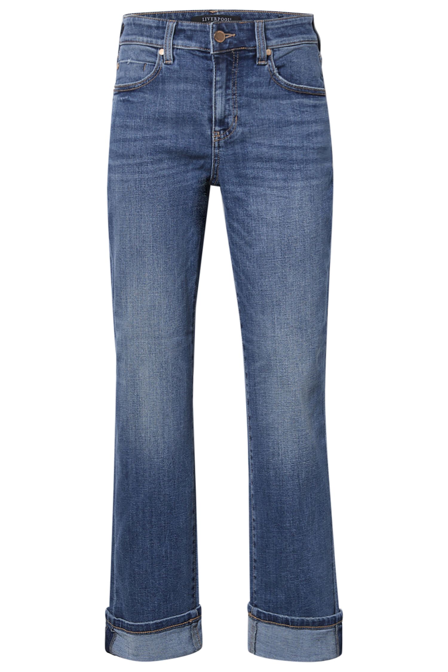 Mid Rise Cuffed Denim Jean