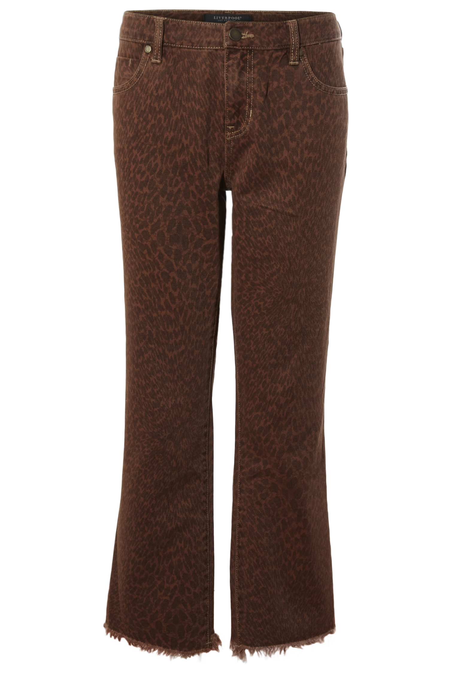 MID RISE LONG BOTTOM FRAYED CROP FLARE main image 1