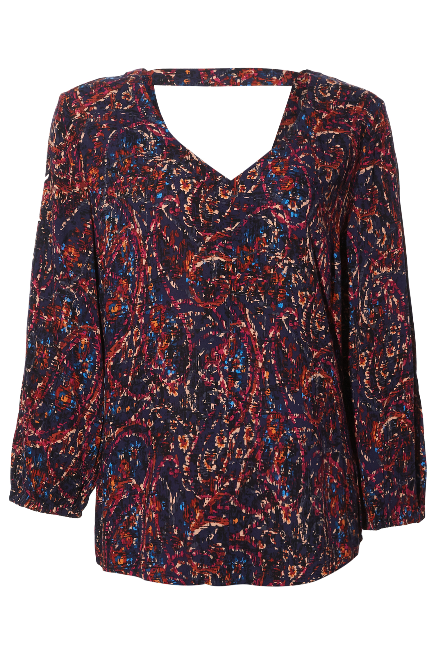 Liverpool Printed Double V-Neck Top