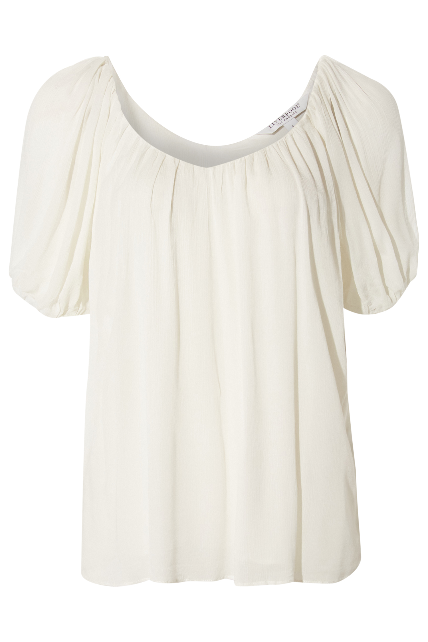 Liverpool Puff Sleeve Shirred Top