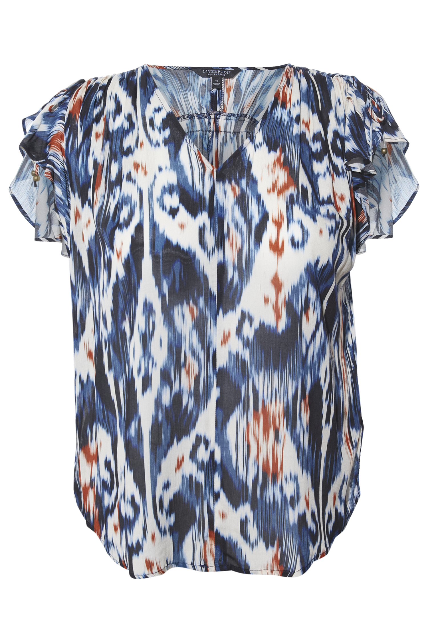 Liverpool Flutter Sleeve V-Neck Blouse