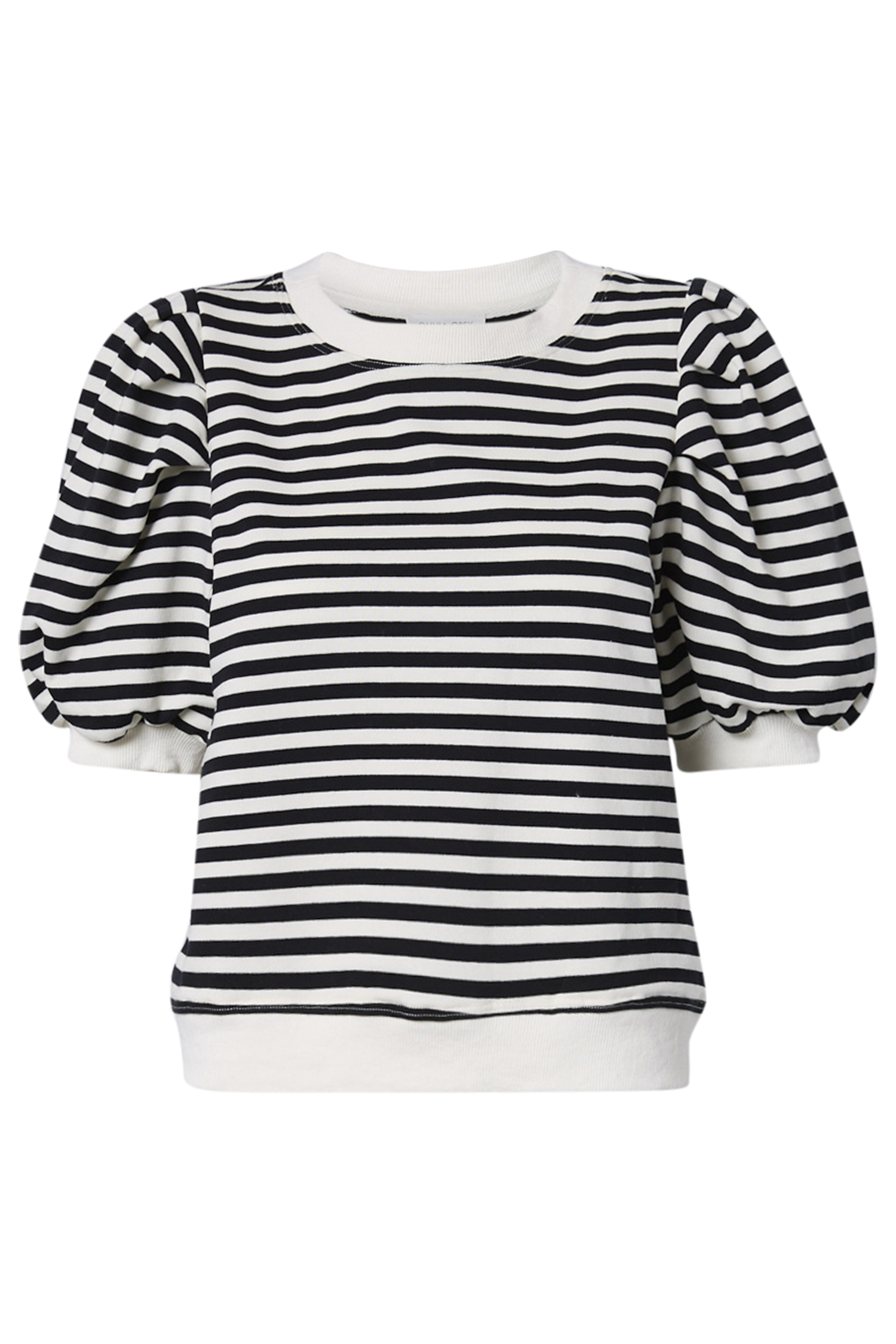 Striped Puff Sleeve Knit Top