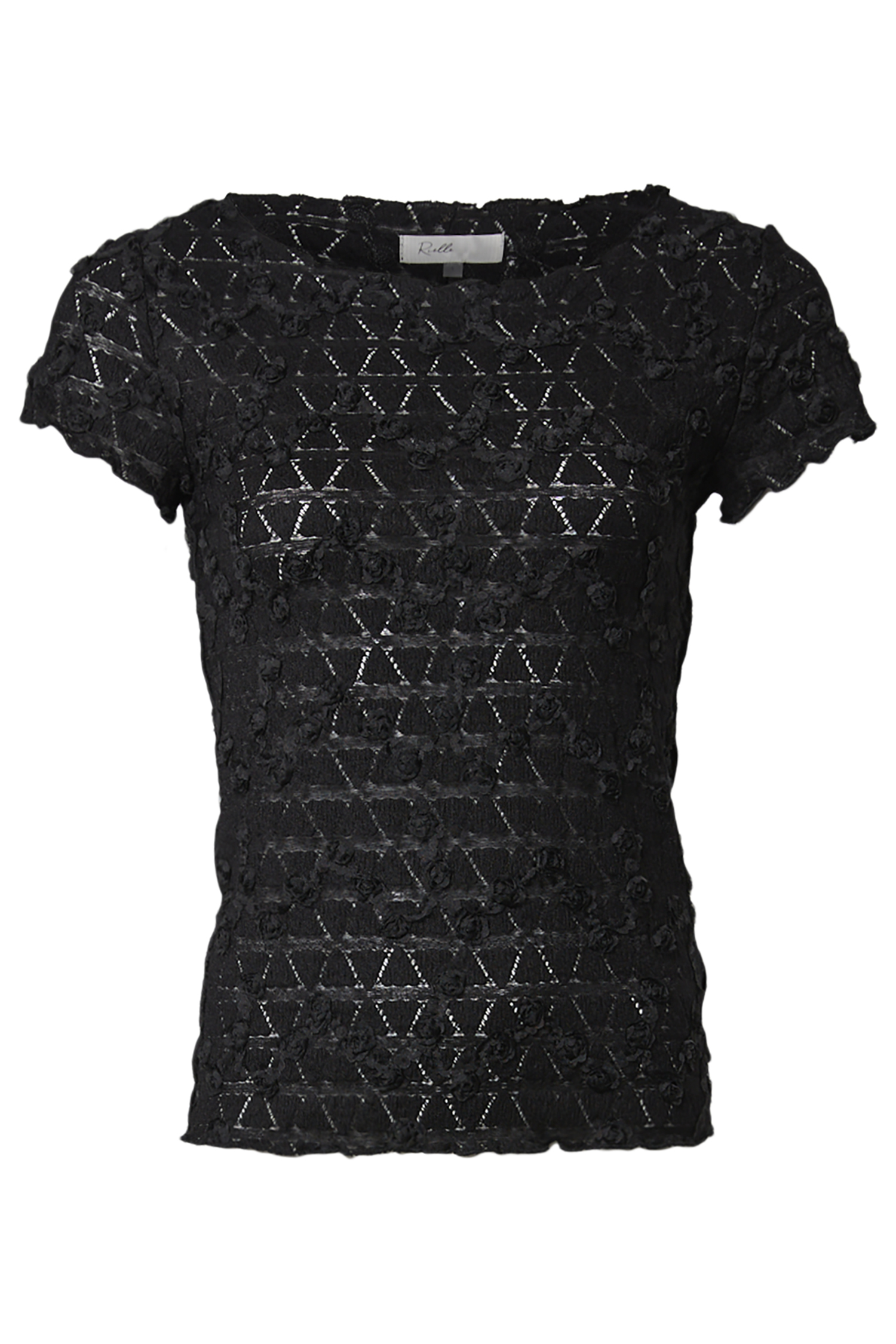 Boatneck Lace Floral Applique Top