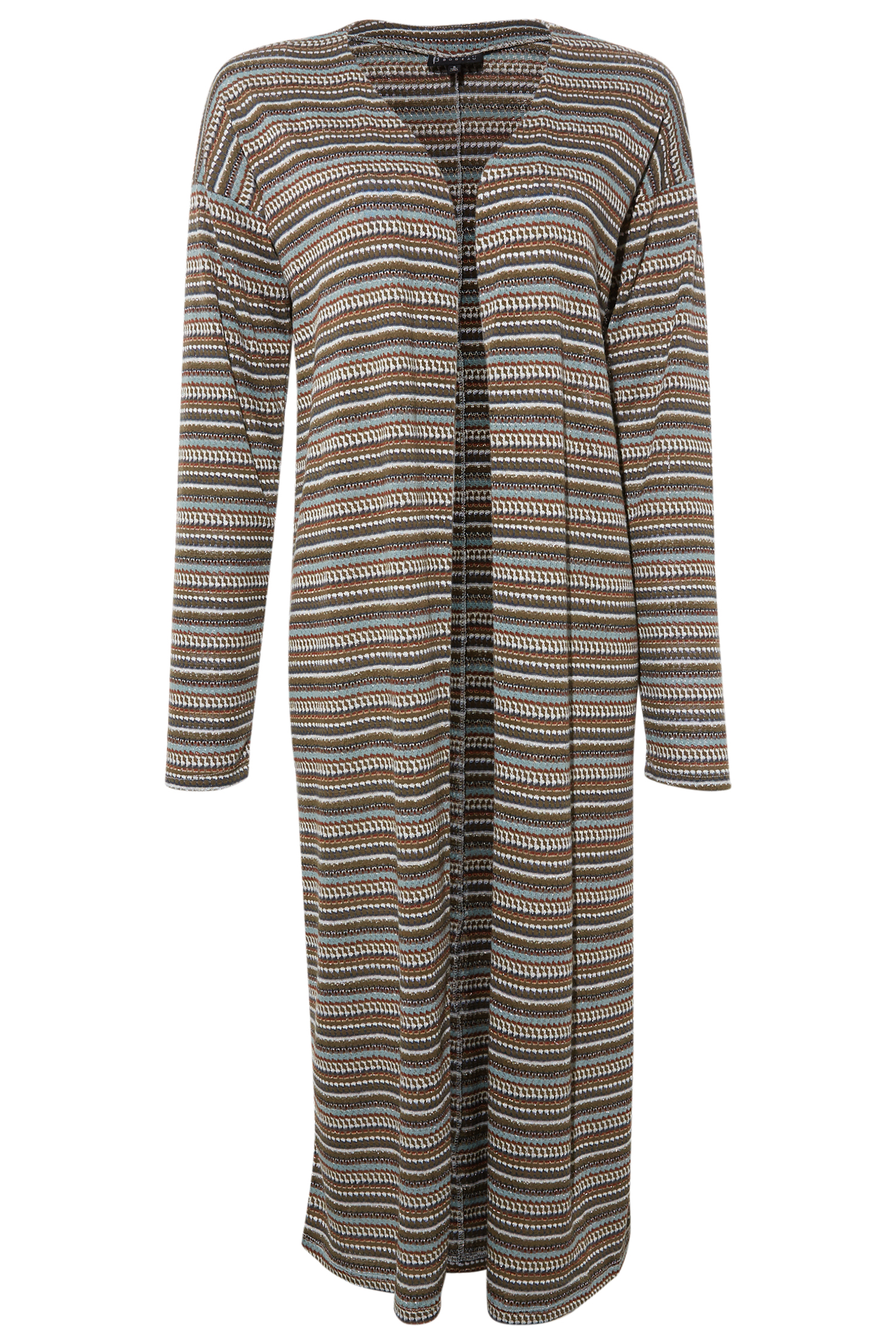 Long Metallic Striped Cardigan