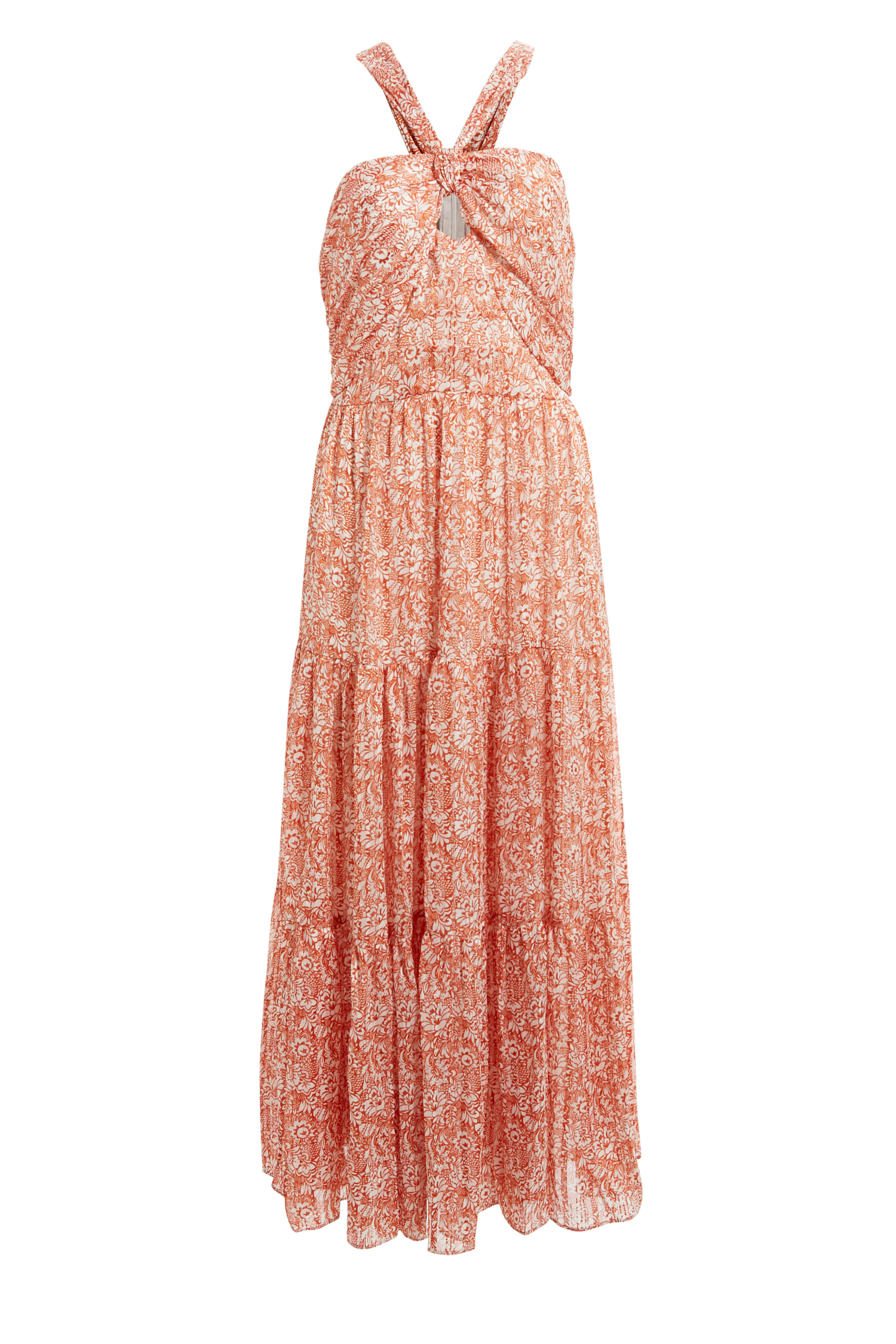 Halter Cross Over Floral Maxi Dress