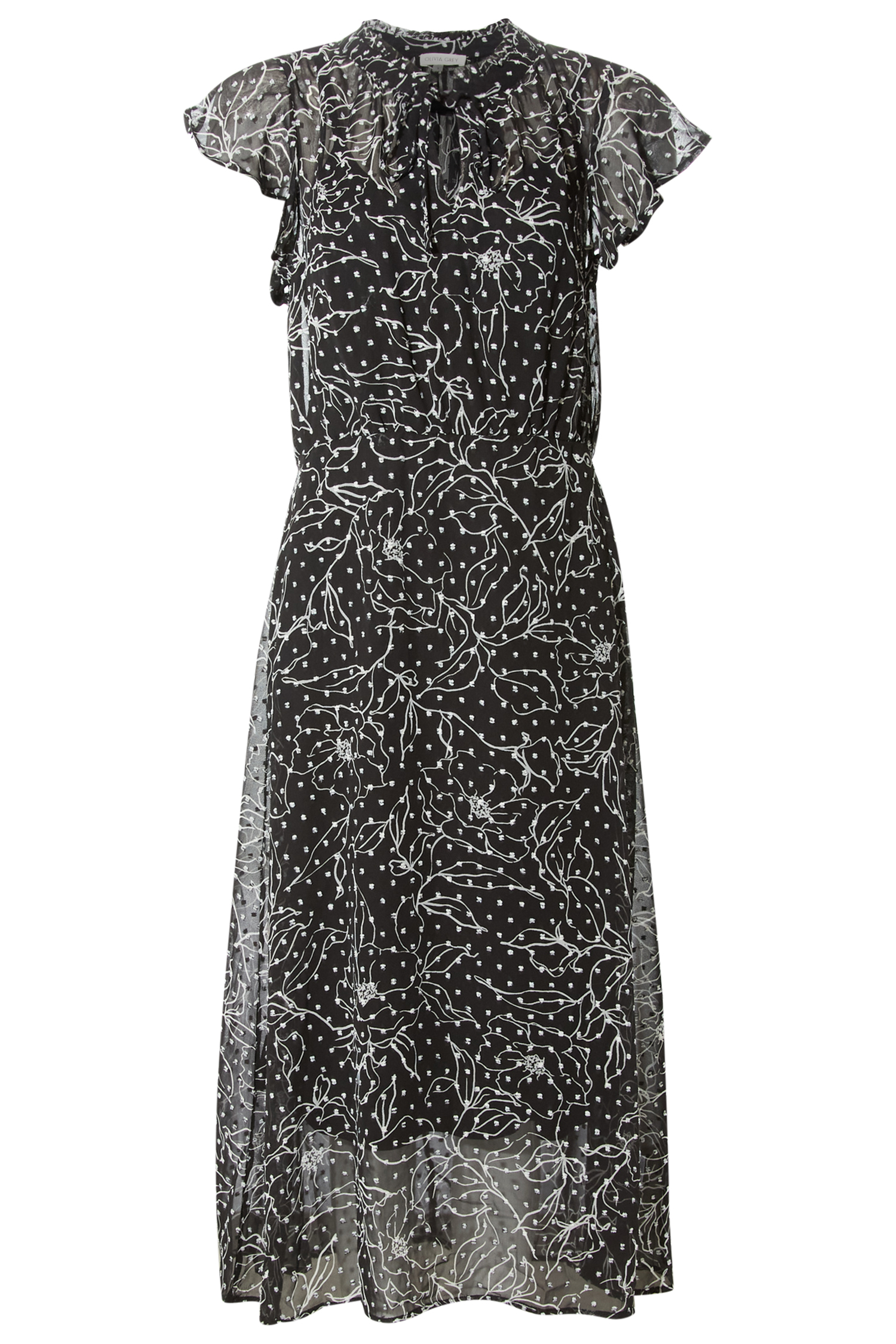 Flutter Sleeve Floral Midi Dress