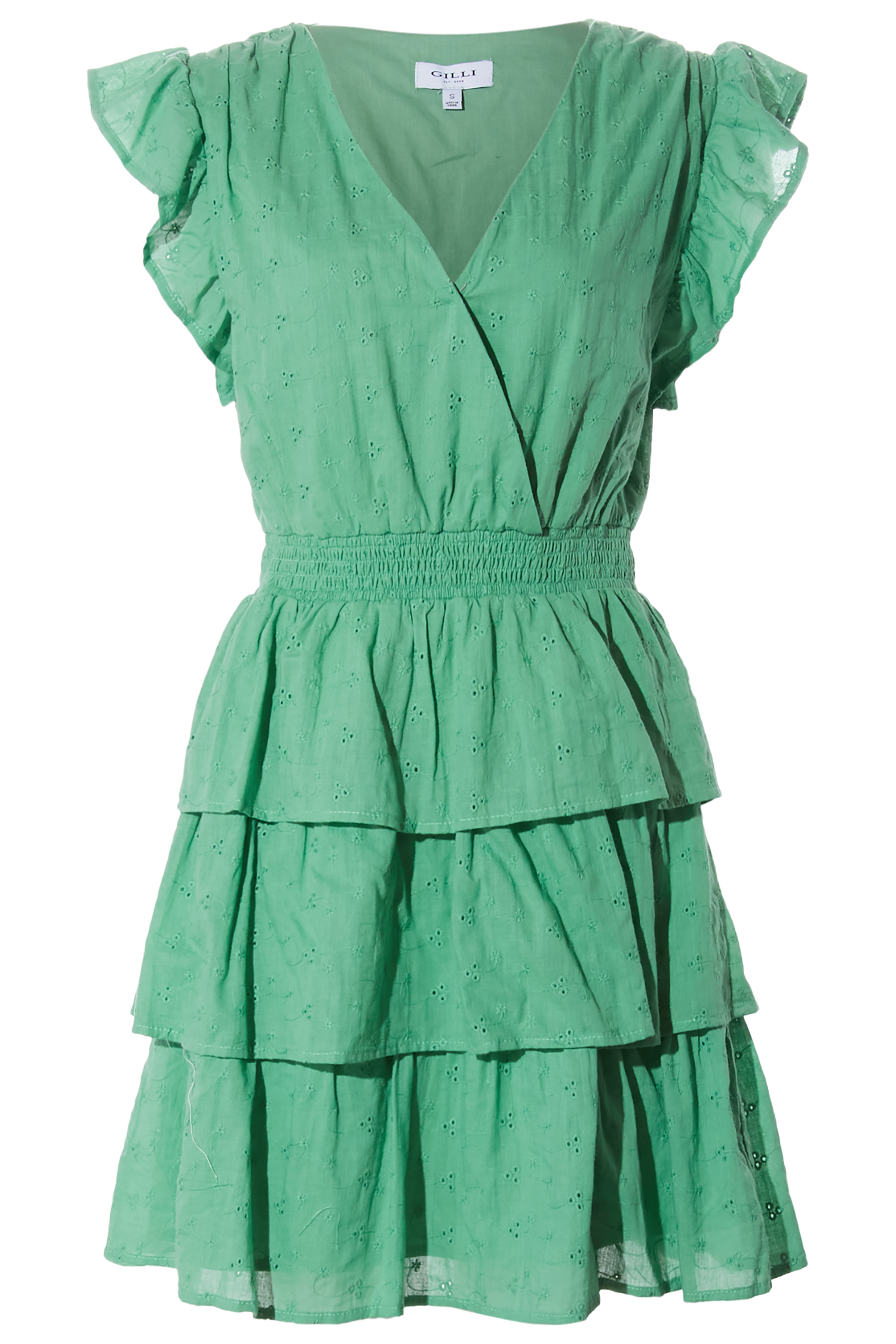 Tiered Eyelet Mini Dress