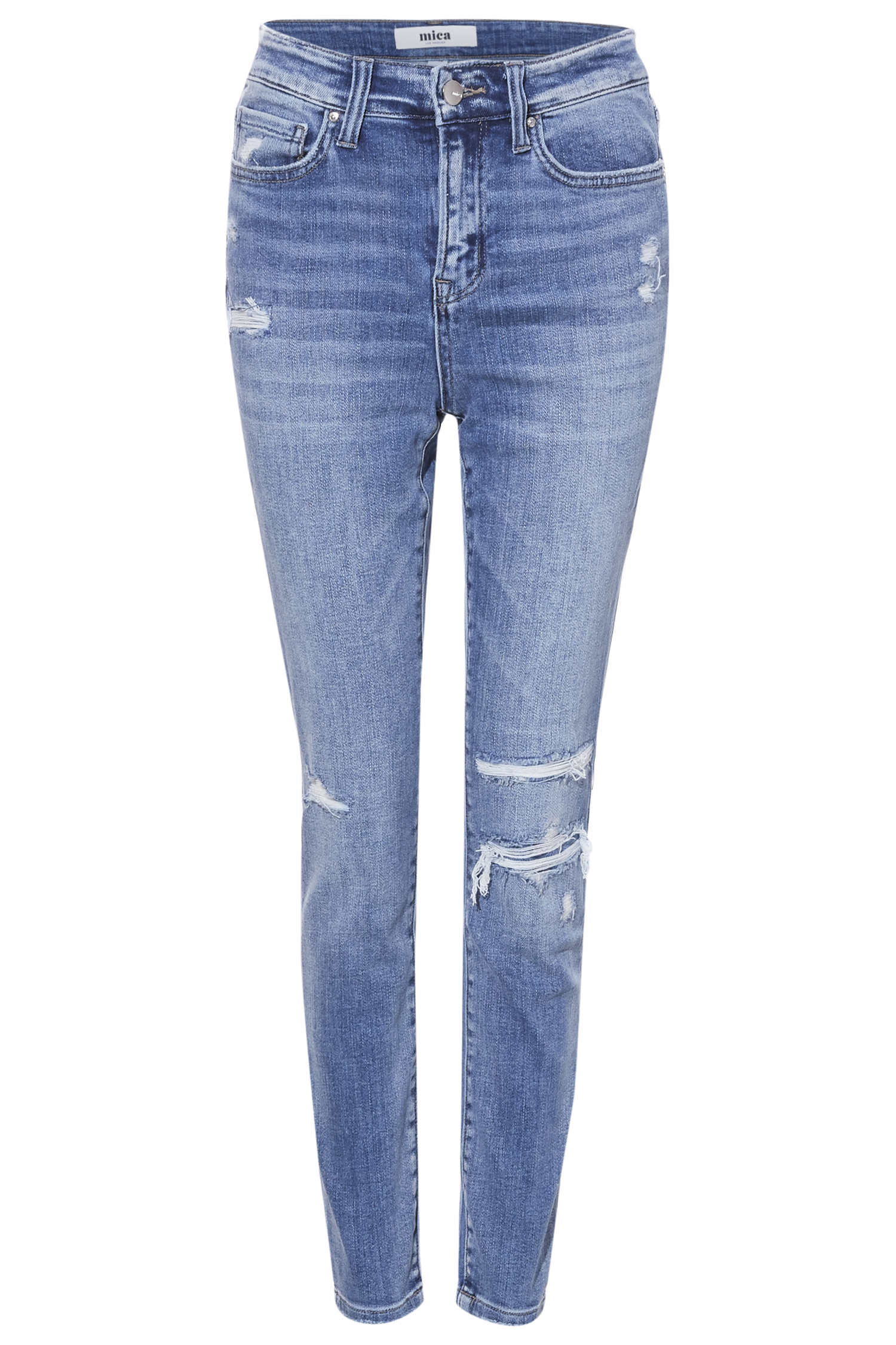 Mid Rise Distressed Ankle Denim