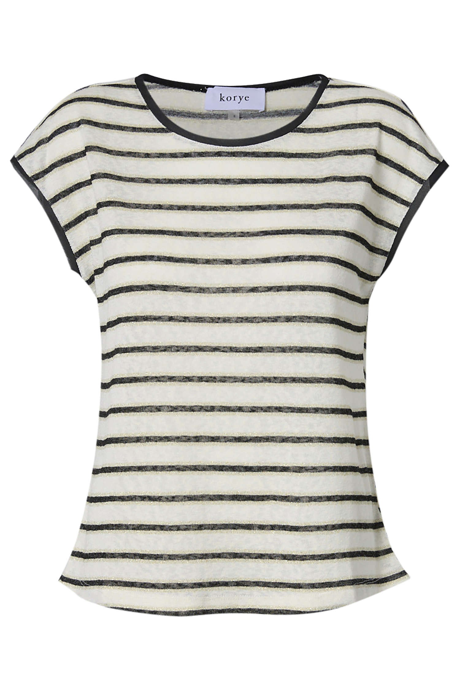 Striped Tee with Chiffon Trim