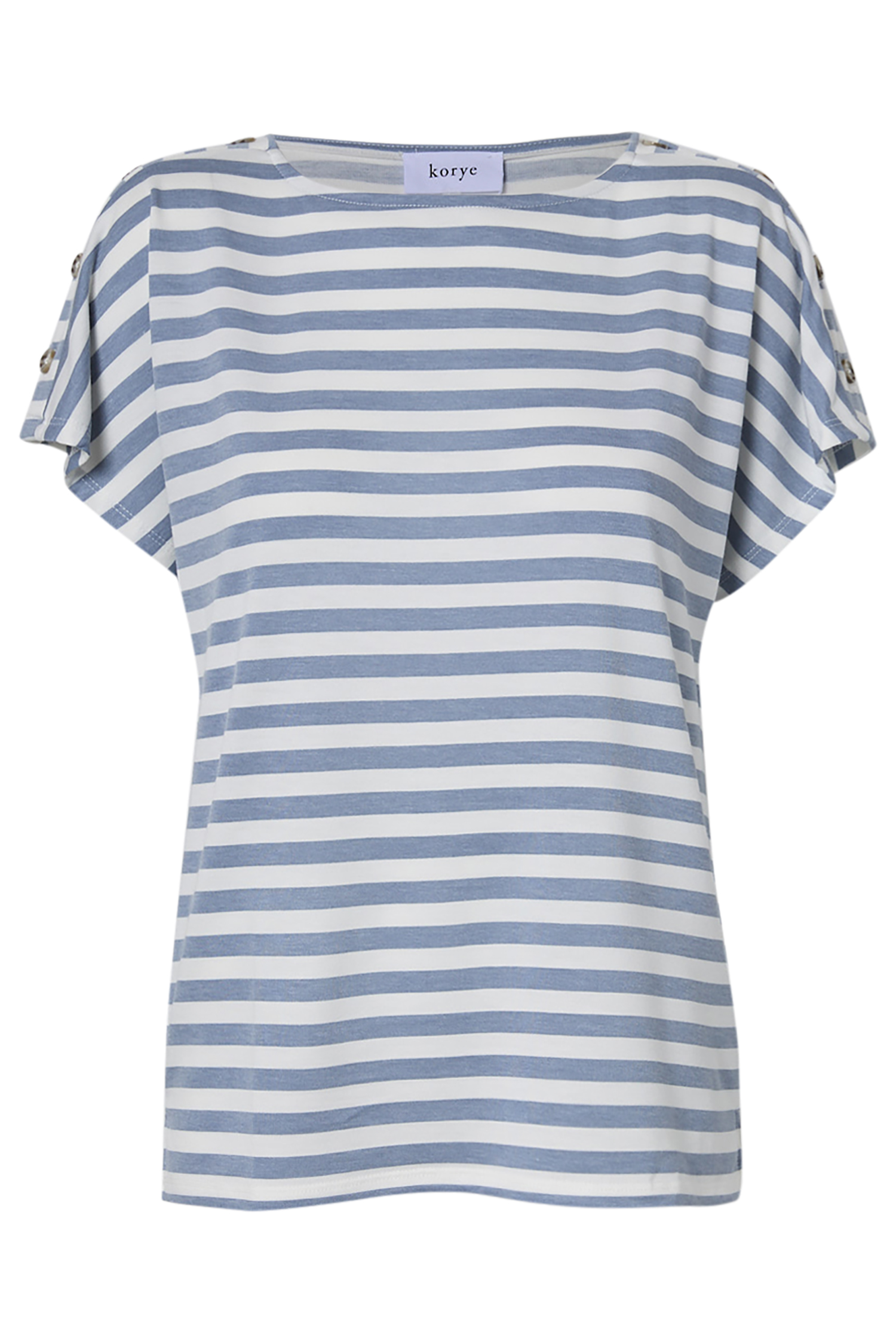 Striped Tee with Button Detail