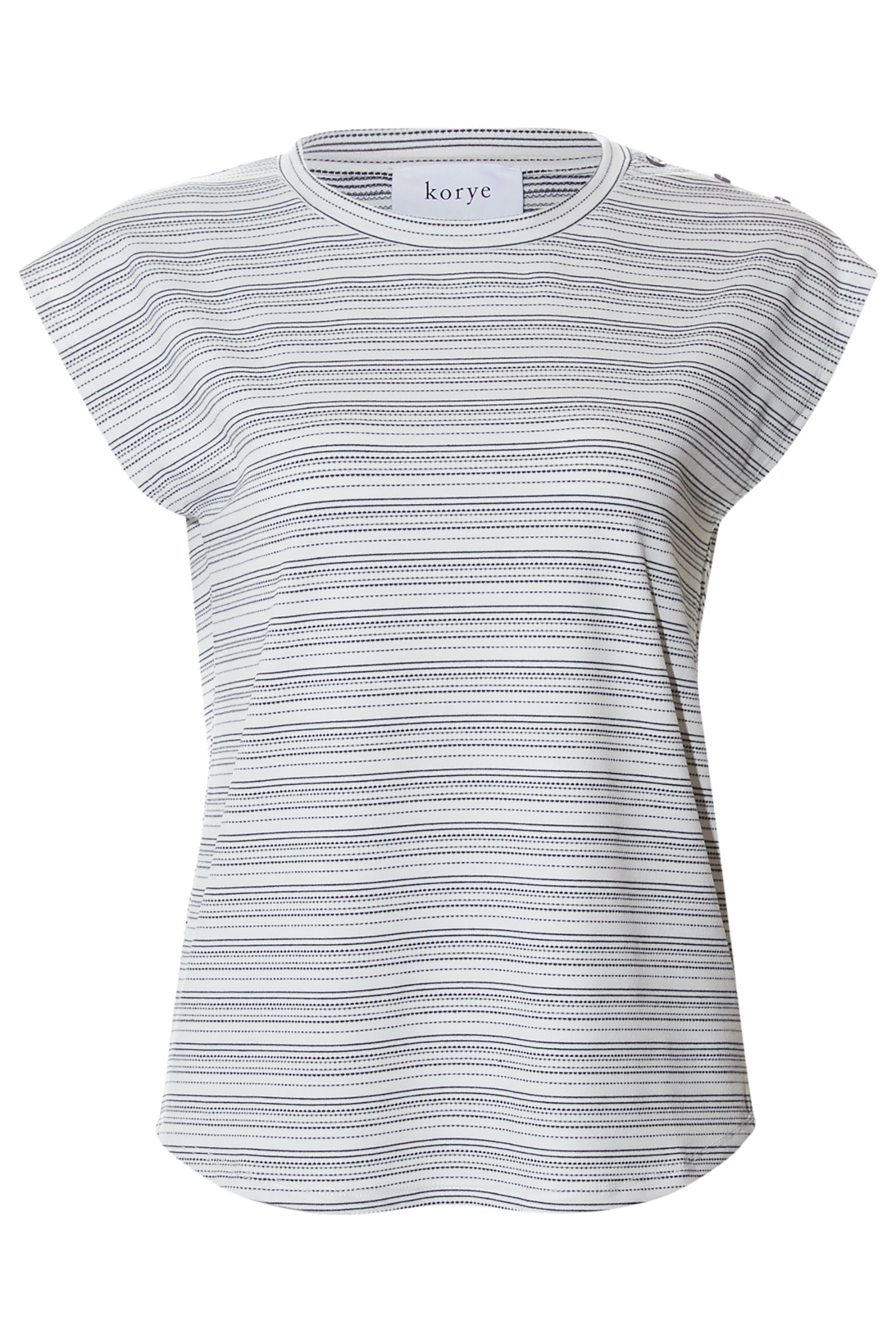 Striped Shoulder Button Tee