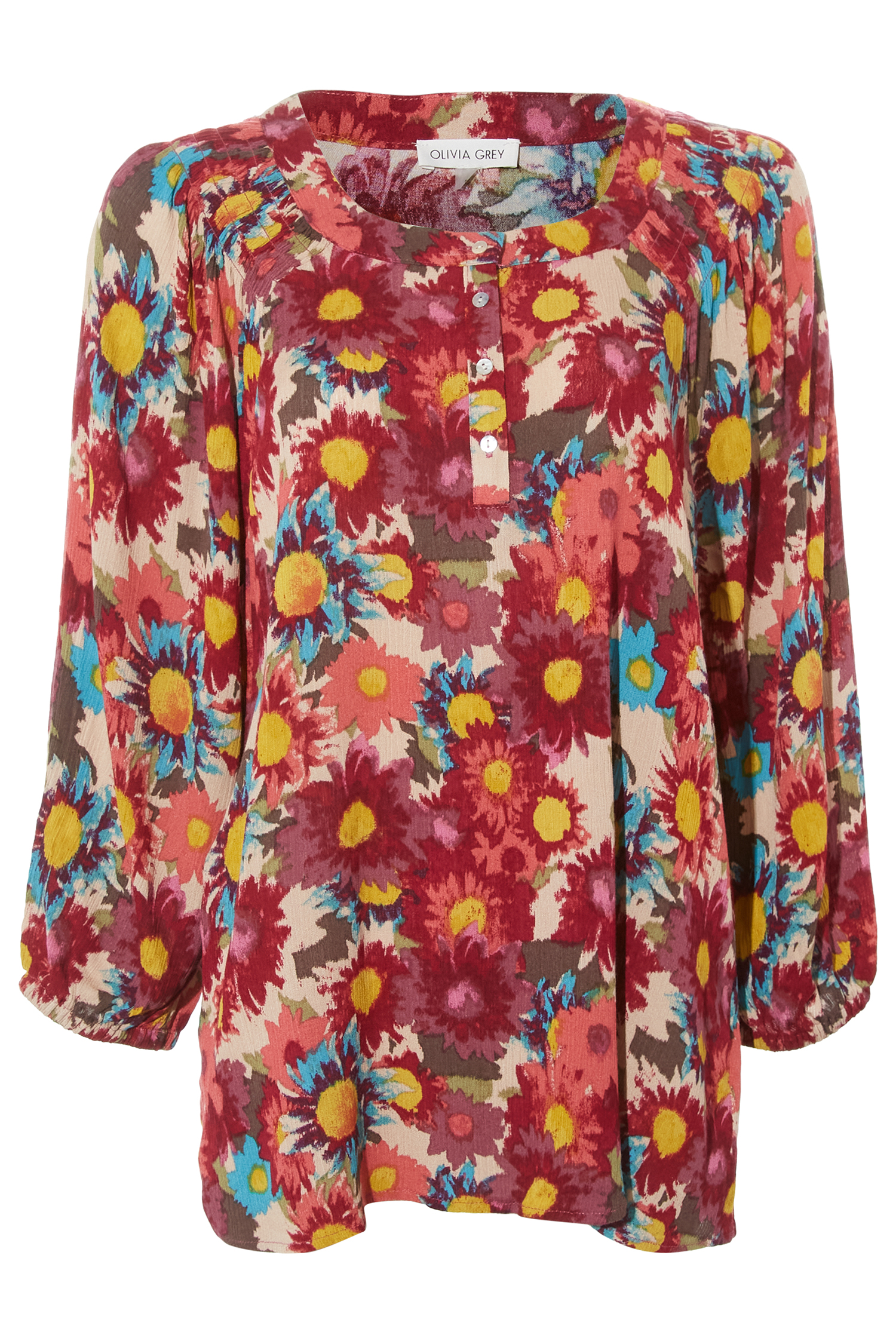 Floral 3/4 Sleeve Raglan Top