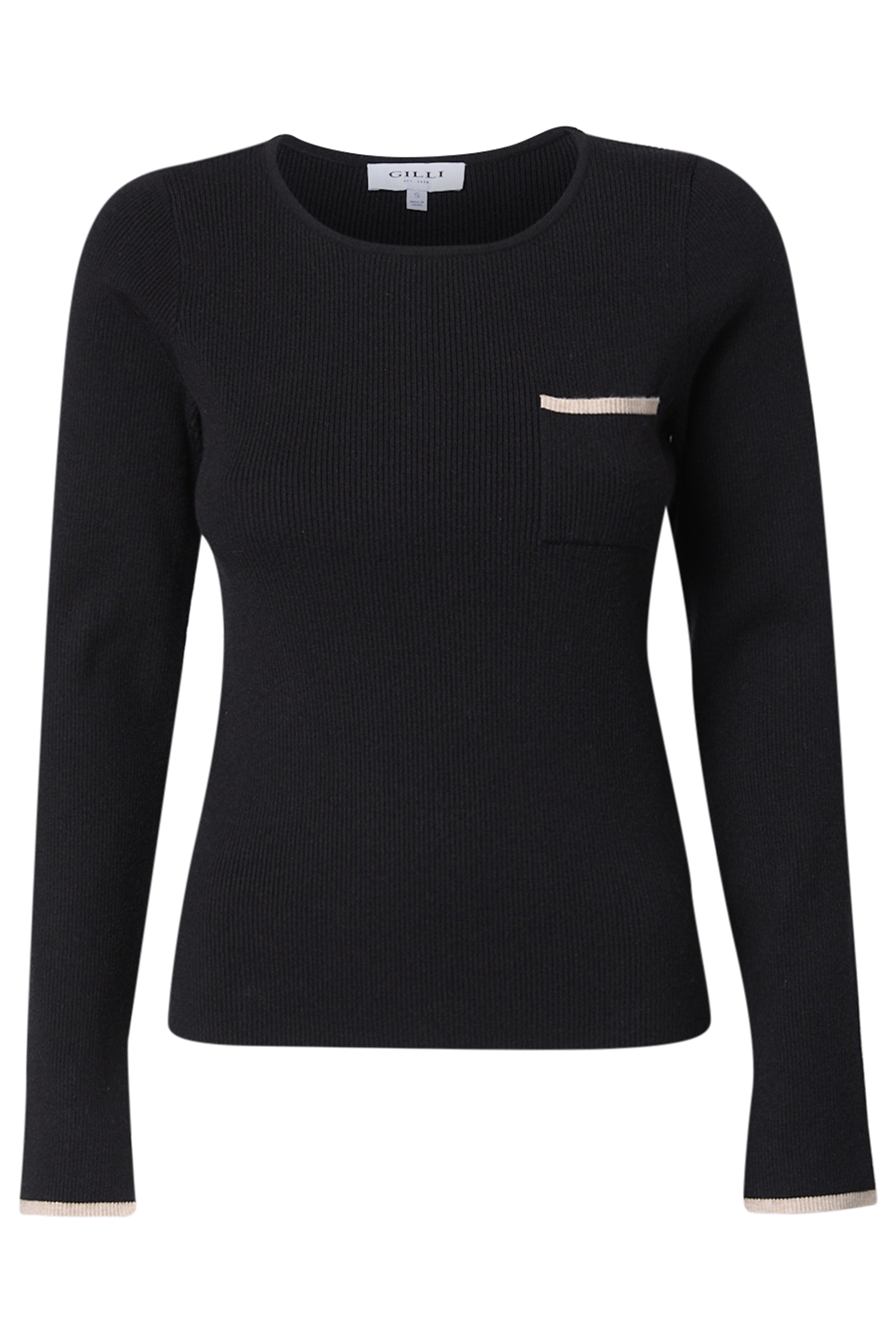 Long Sleeve Ribbed Slit Top