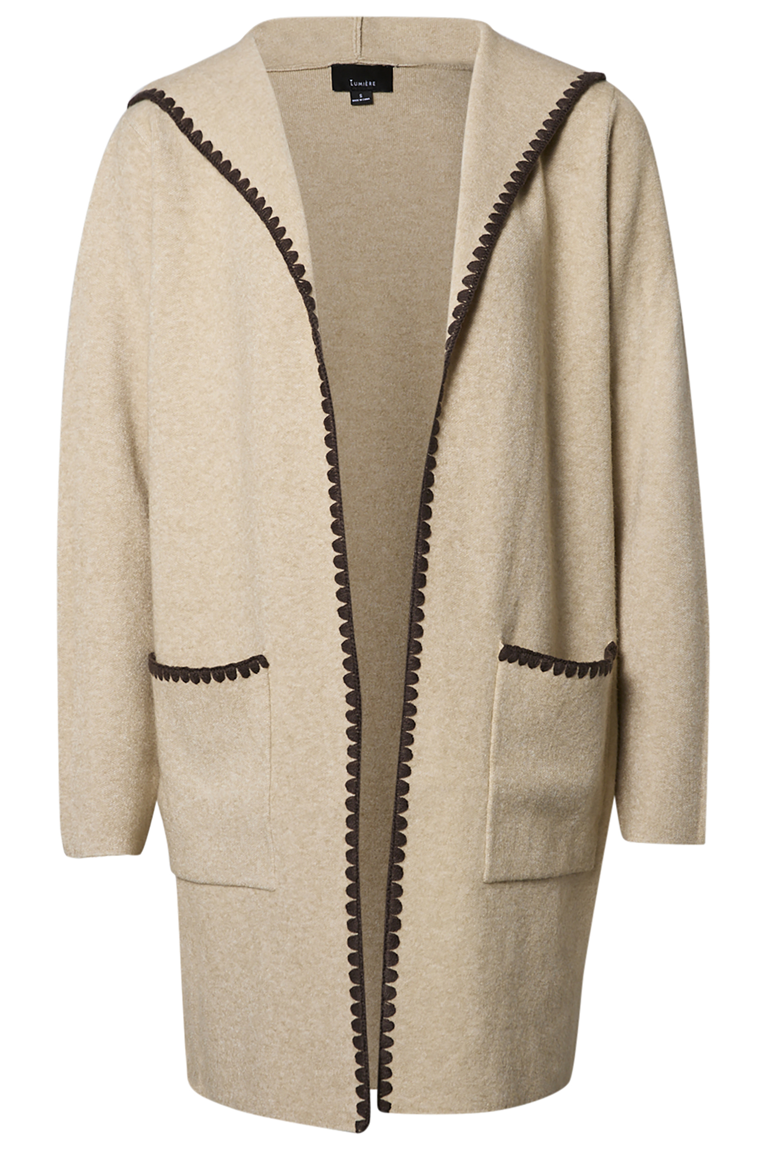 Whipstitch Detail Hooded Coatigan