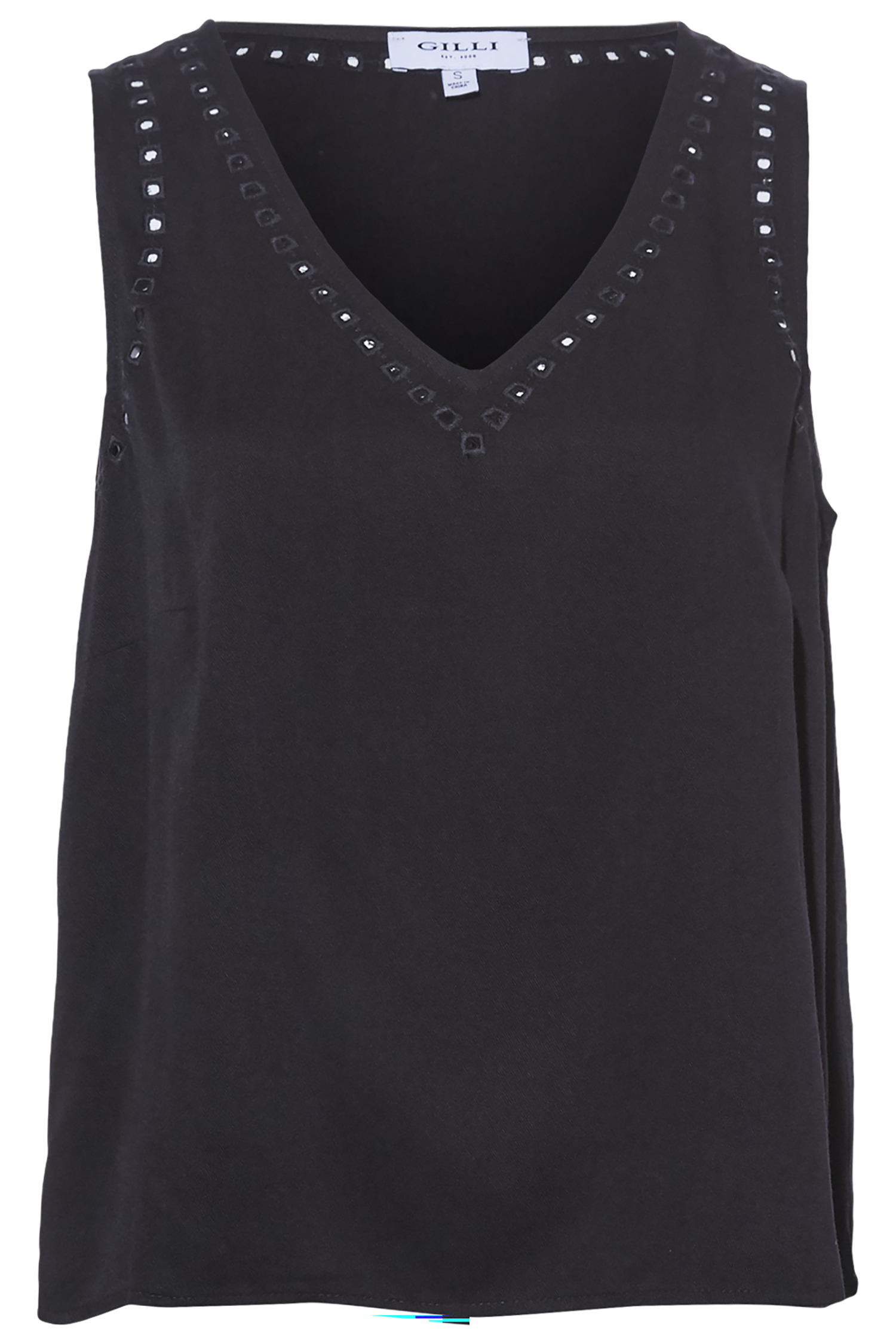 Sleeveless Eyelet Embroidery Top