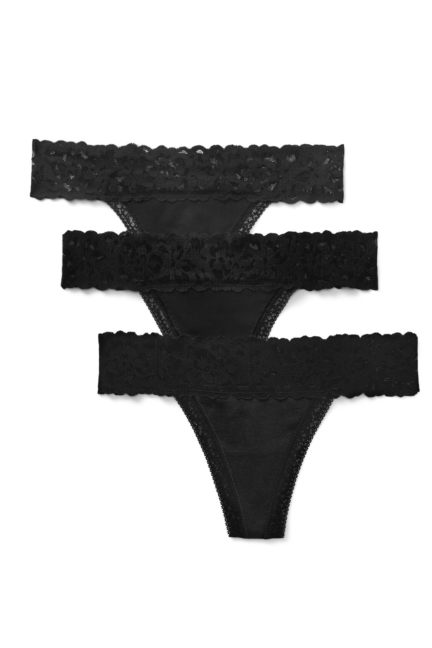 Kourtney Cotton Pack Thong Black Plus