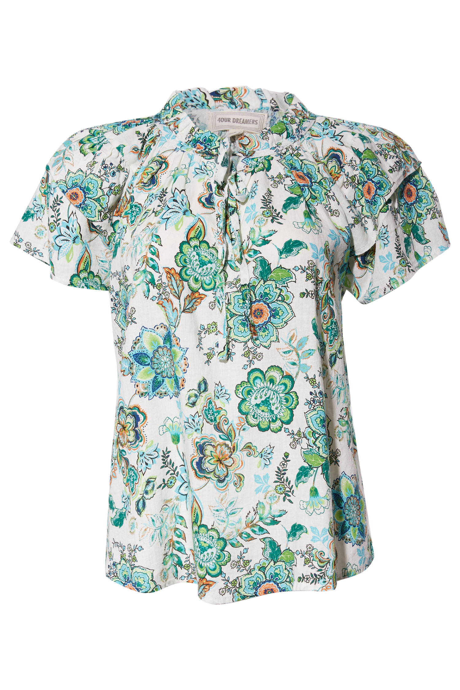 Ruffled Split Neck Top