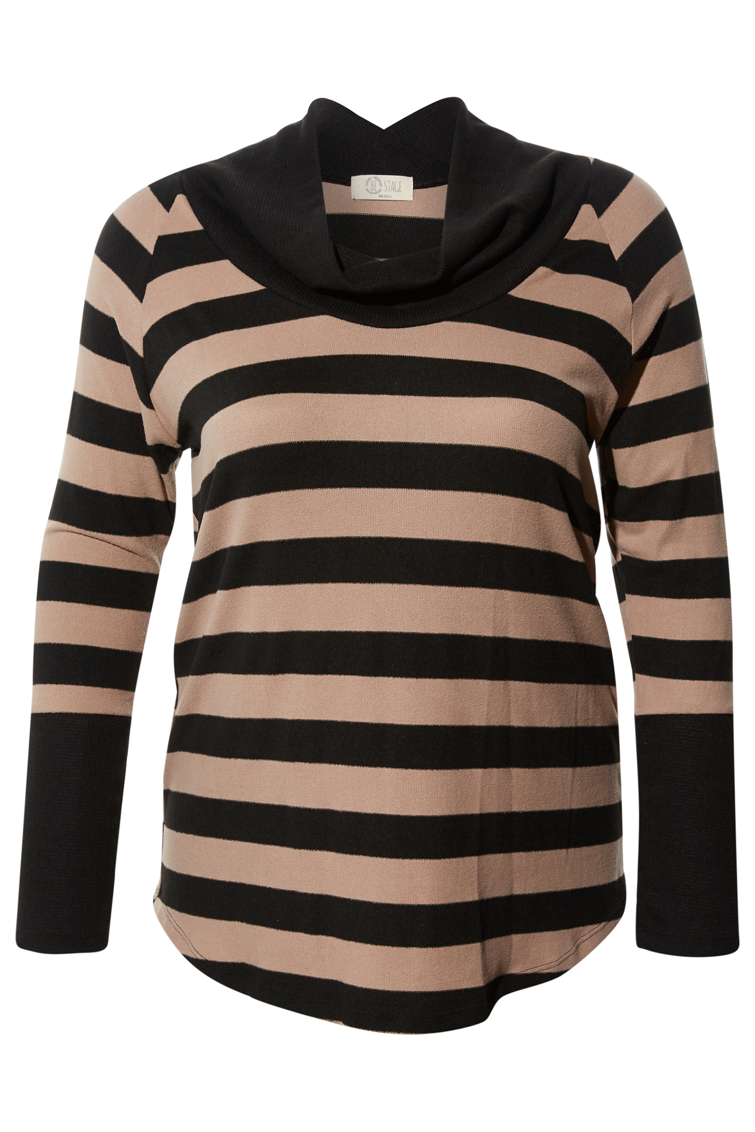 Striped Cowl Neck Sweater