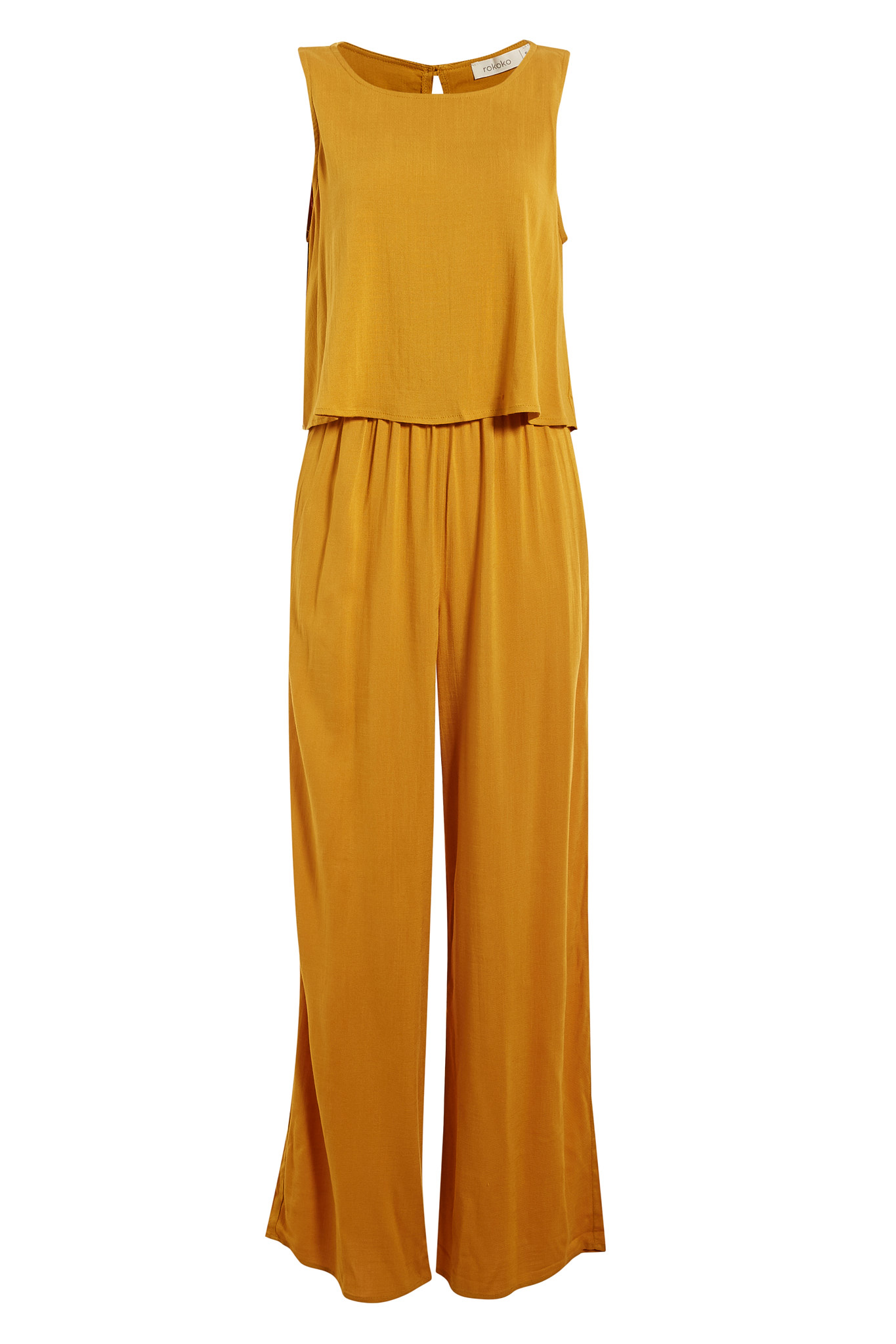 Solid Stretch Linen Sleeveless Jumpsuit
